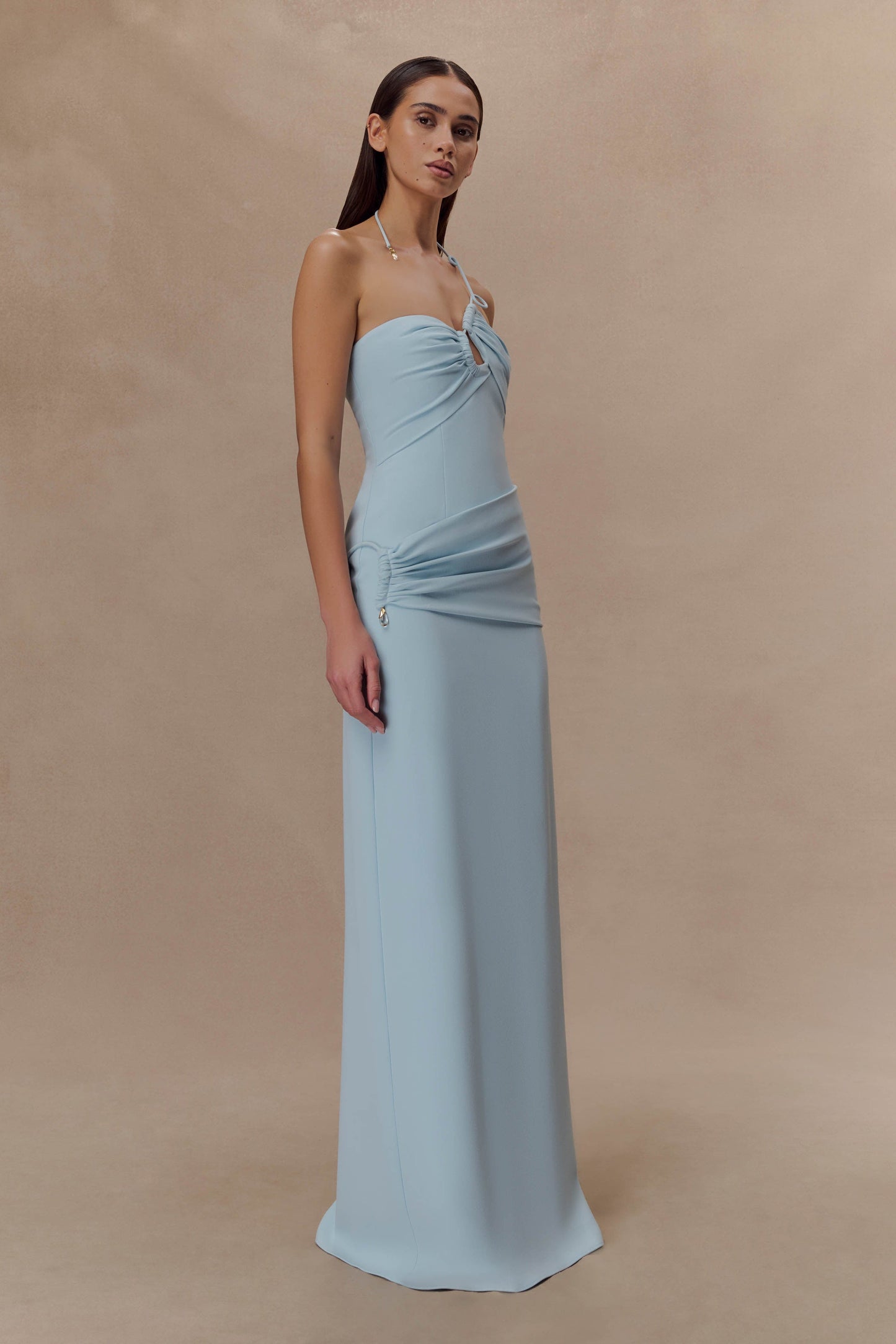Robe Maxi Lalia à Manches Bouffantes - Bleu Poudré