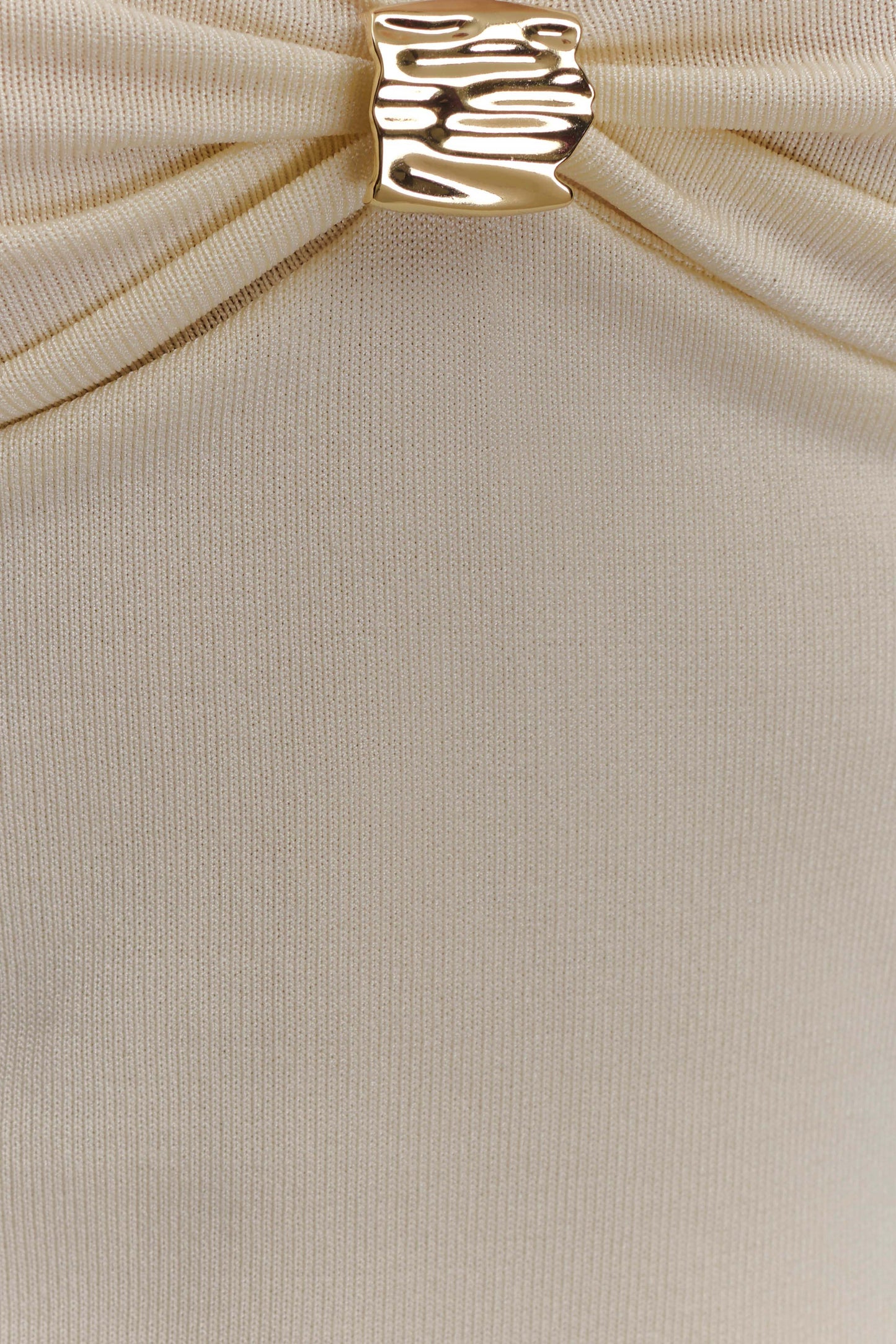 Top en tricot à manches longues avec plis froncés sur le devant Miraby - Ivoire