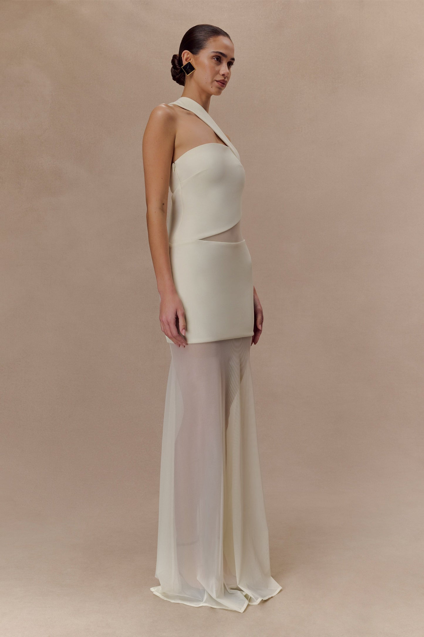 Robe Maxi en Maille Perforée Vashti - Ivoire