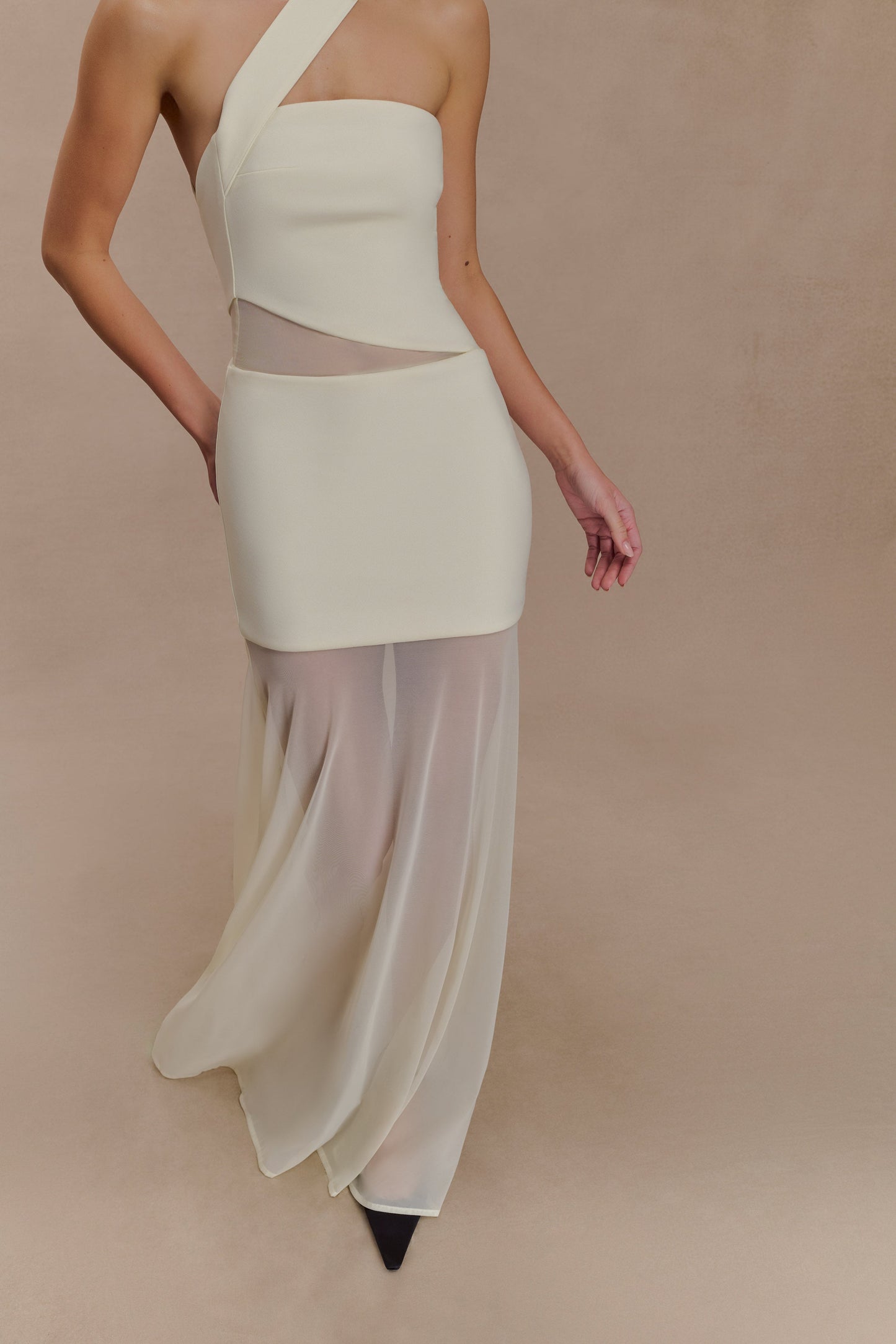 Robe Maxi en Maille Perforée Vashti - Ivoire