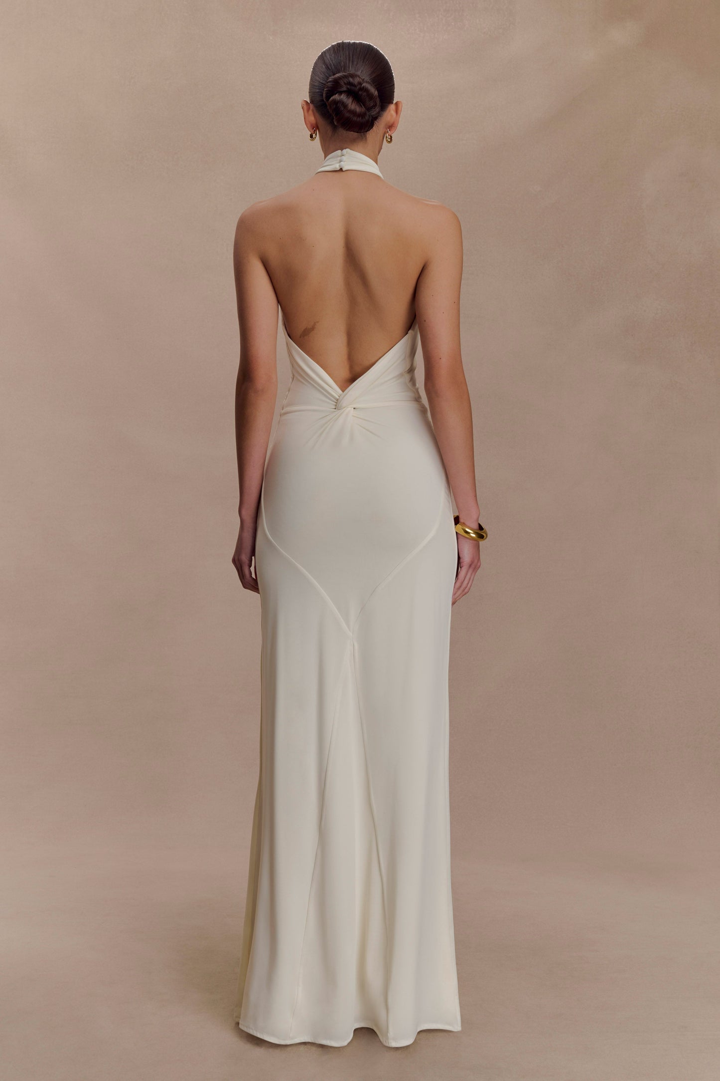 Robe Maxi Halter Élyna à Volants - Ivoire