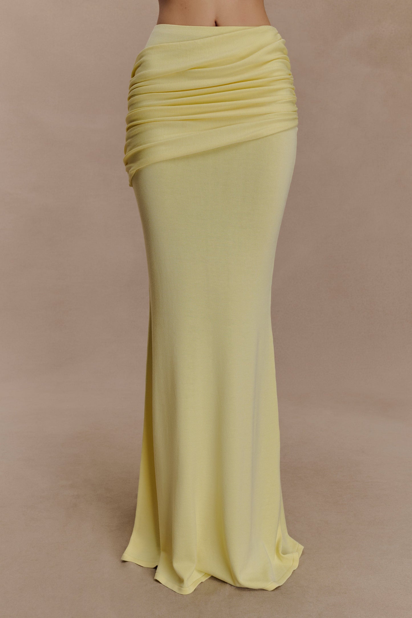 Jupe Maxi en Tricot à Plis Irene - Citron