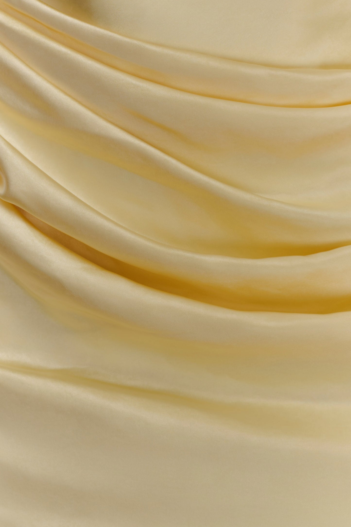 Robe Maxi en Satin Dalia à Manches Décolletées - Citron