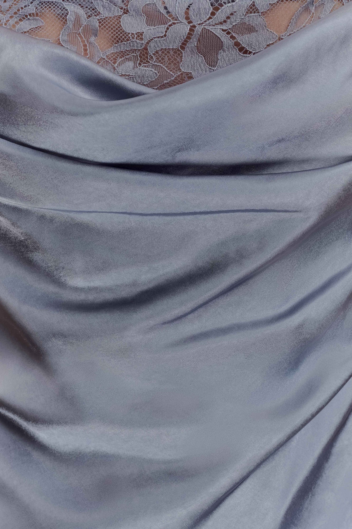 Robe Maxi en Dentelle et Satin Isadora - Bleu Glacé