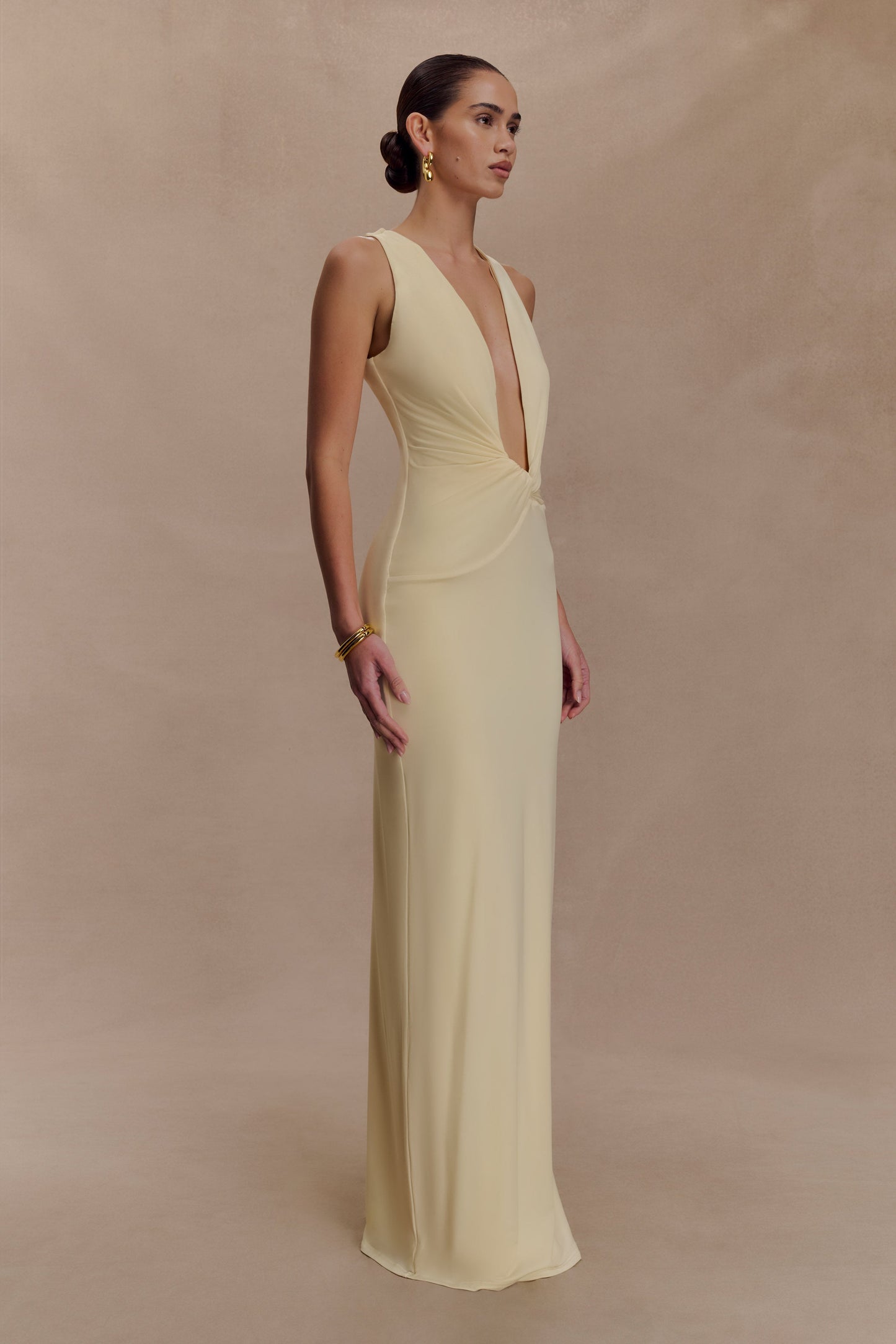 Robe Maxi Stella Dégradée et Étroite - Jaune Pale