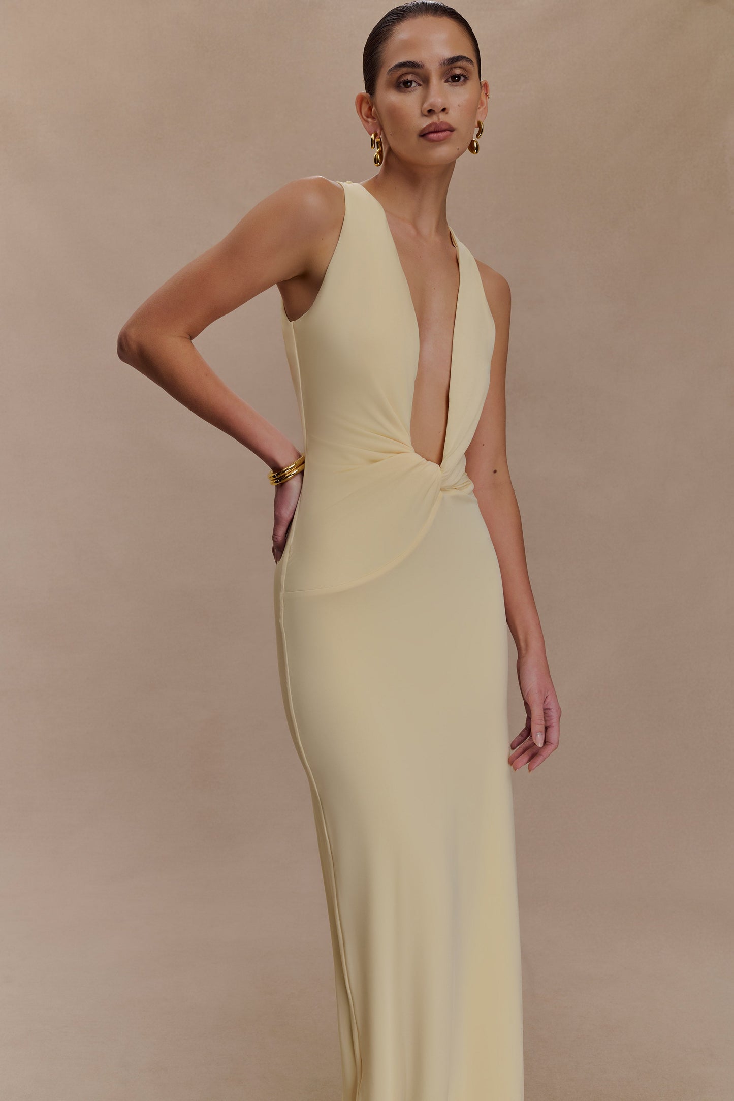 Robe Maxi Stella Dégradée et Étroite - Jaune Pale