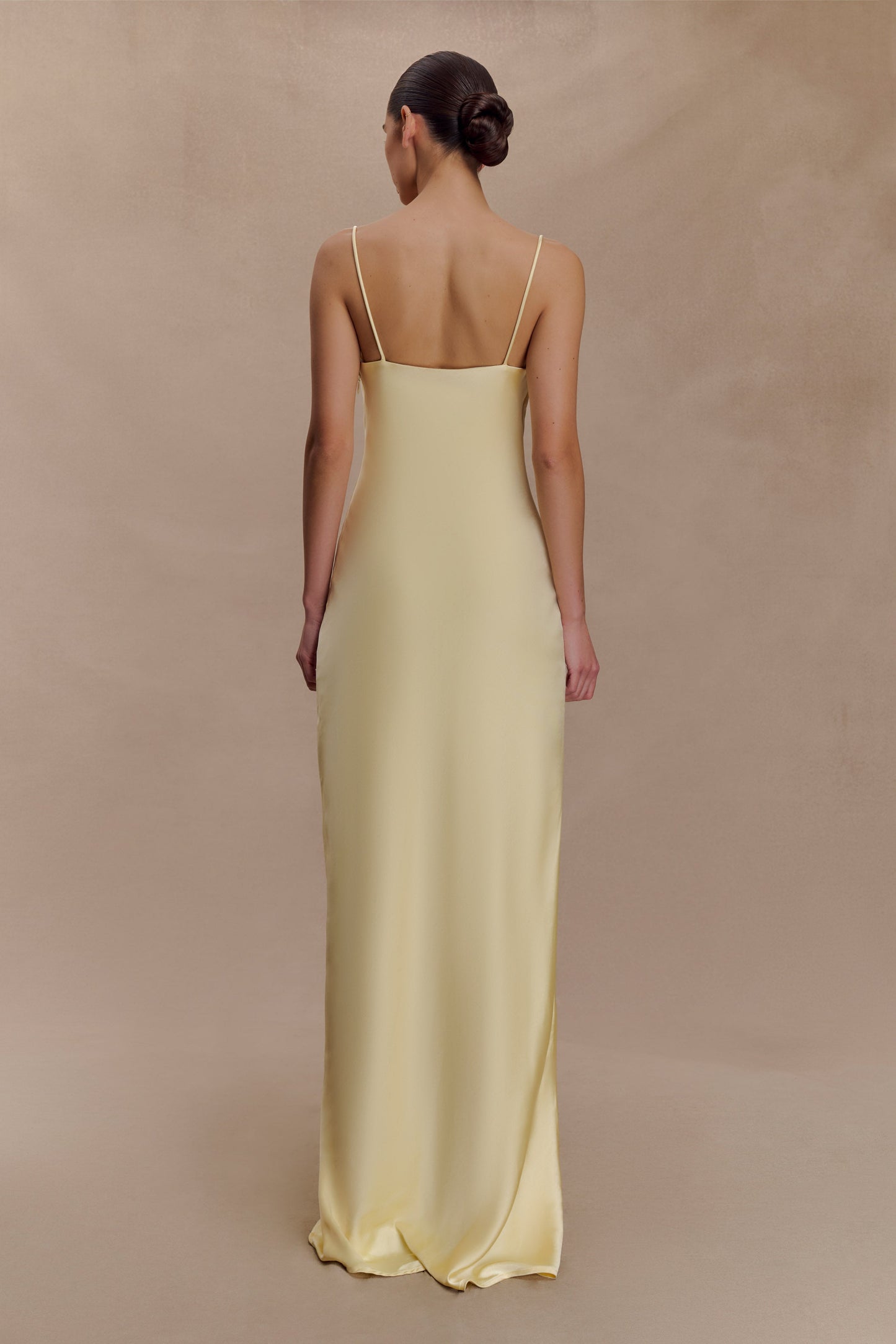 Robe Maxi en Dentelle et Satin Isadora - Citron