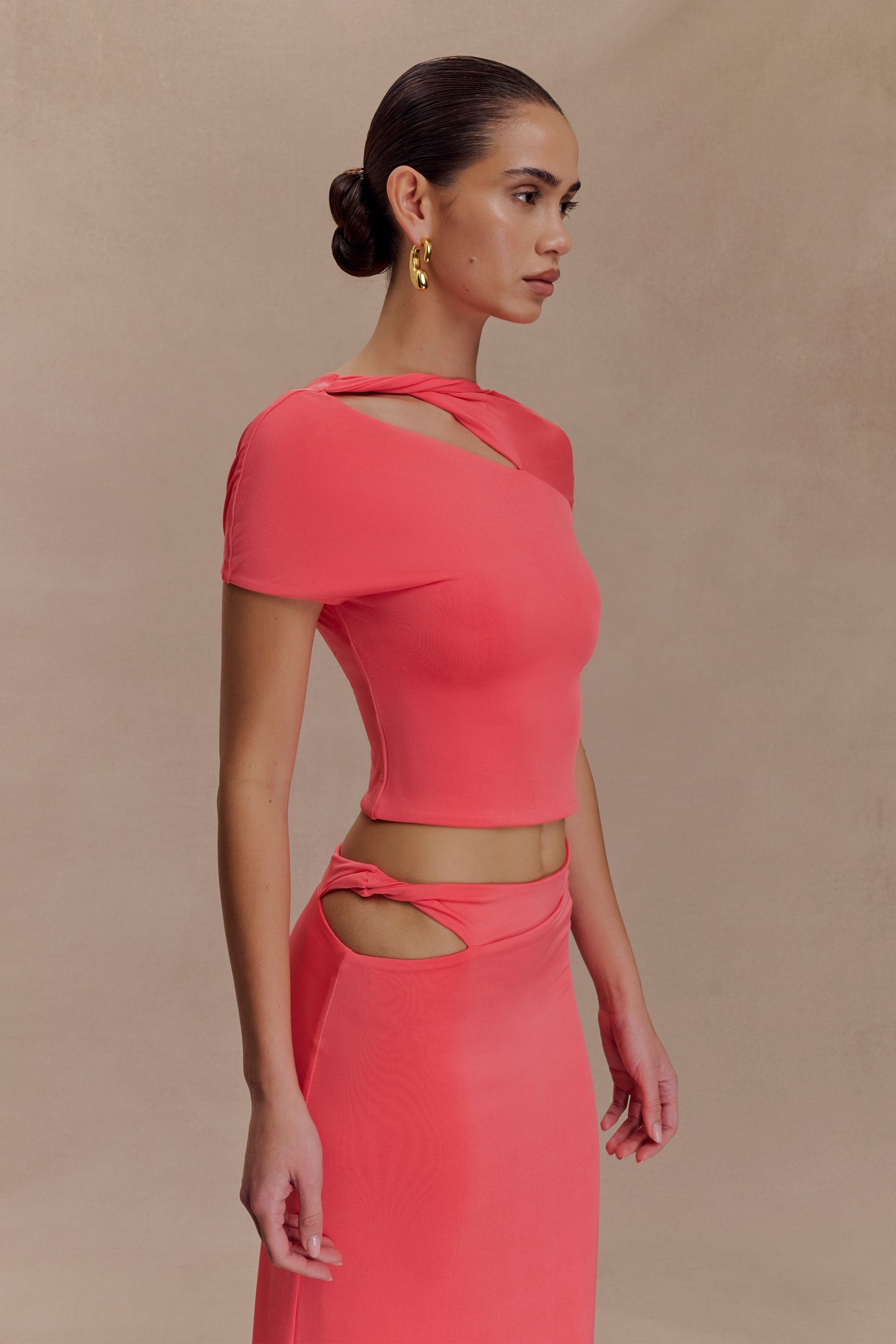 Haut de bain à torsades Haven Slinky - Corail