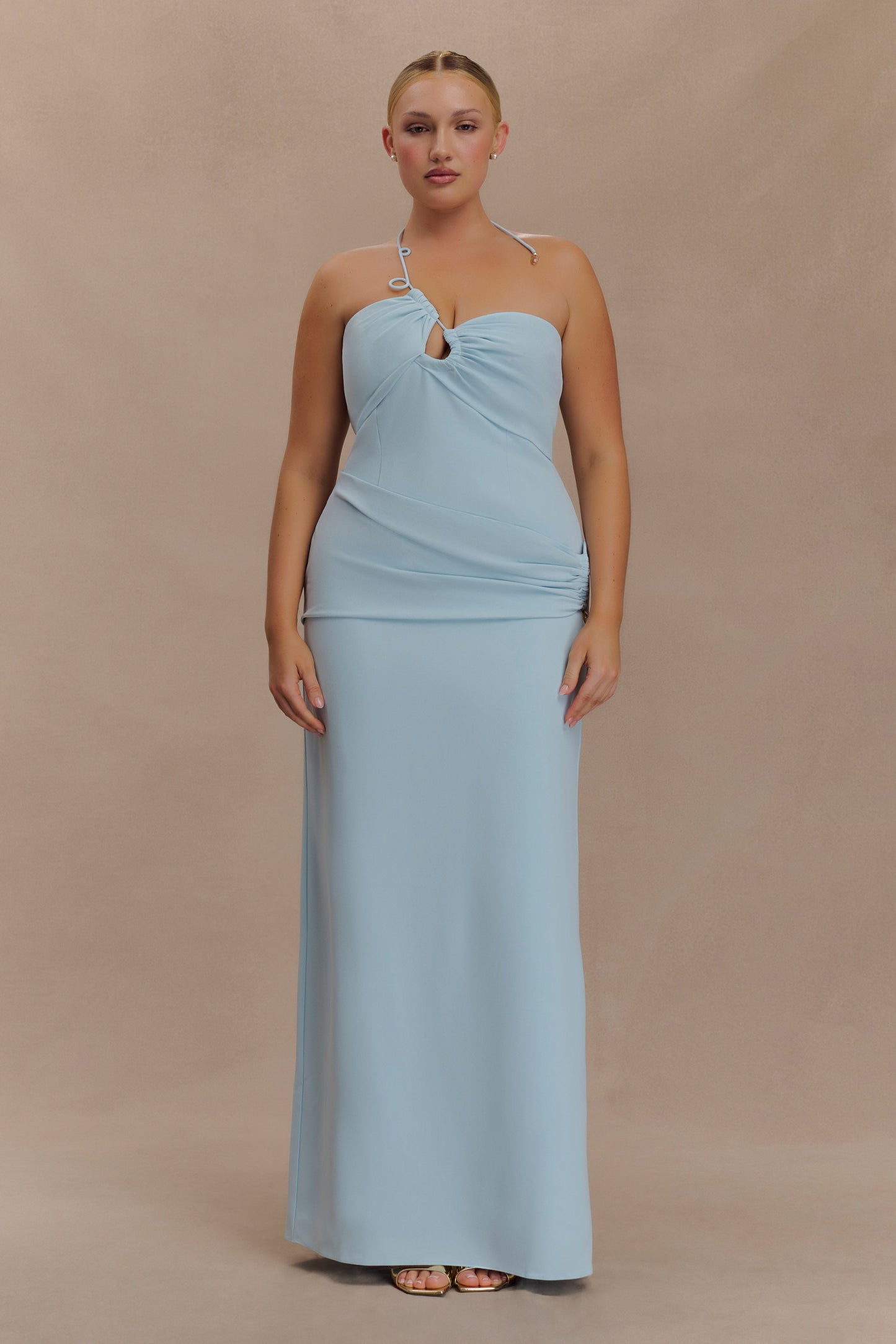 Robe Maxi Lalia à Manches Bouffantes - Bleu Poudré