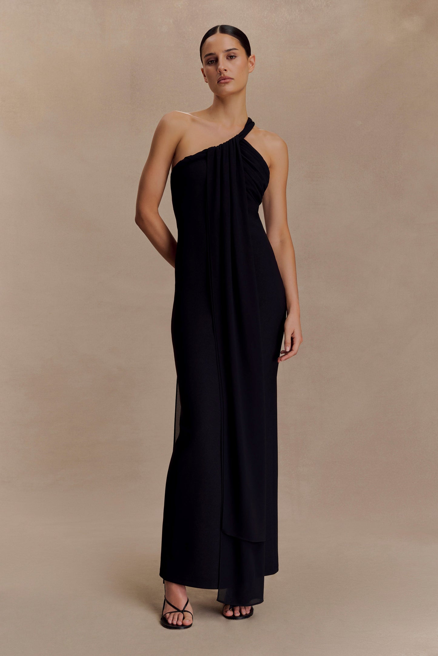 Robe Maxi en Crêpe à Nœuds Philippa - Noir