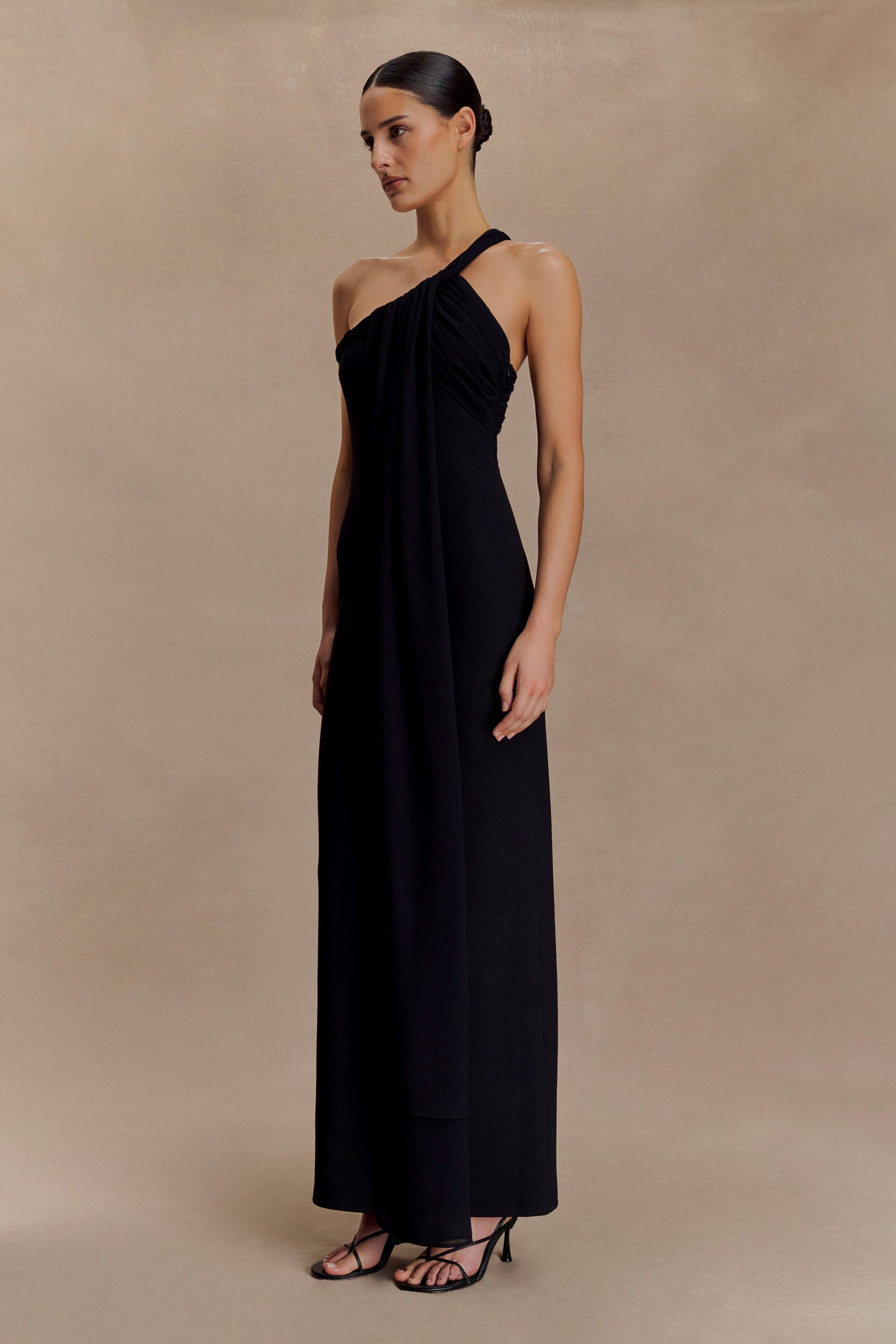 Robe Maxi en Crêpe à Nœuds Philippa - Noir