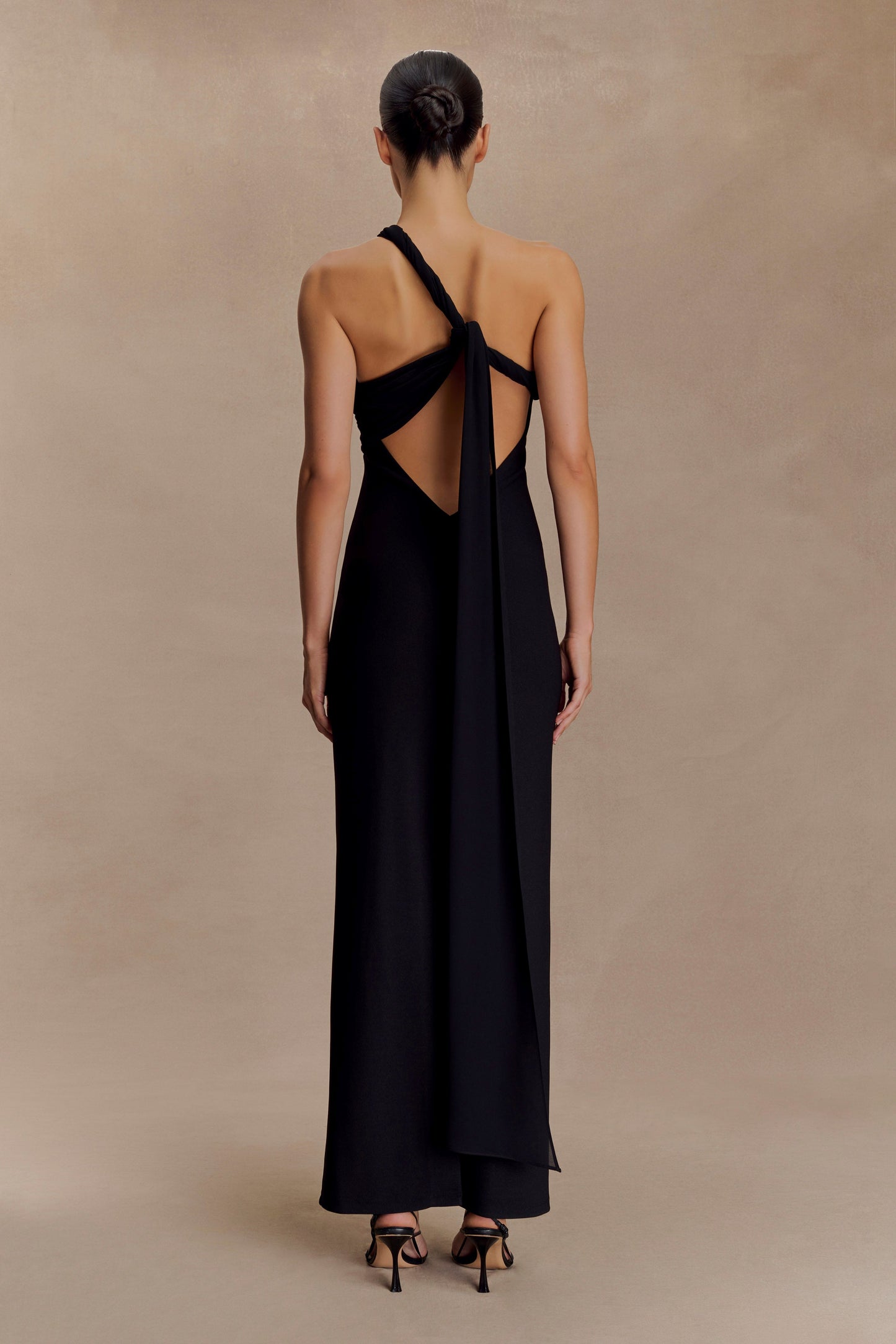 Robe Maxi en Crêpe à Nœuds Philippa - Noir