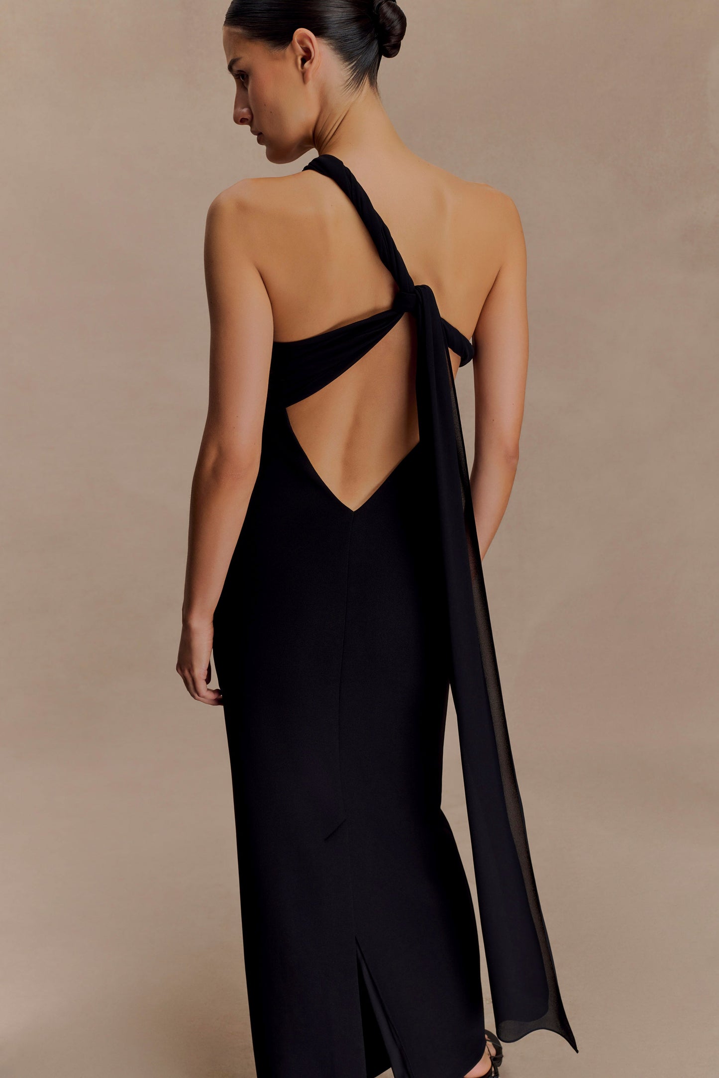 Robe Maxi en Crêpe à Nœuds Philippa - Noir