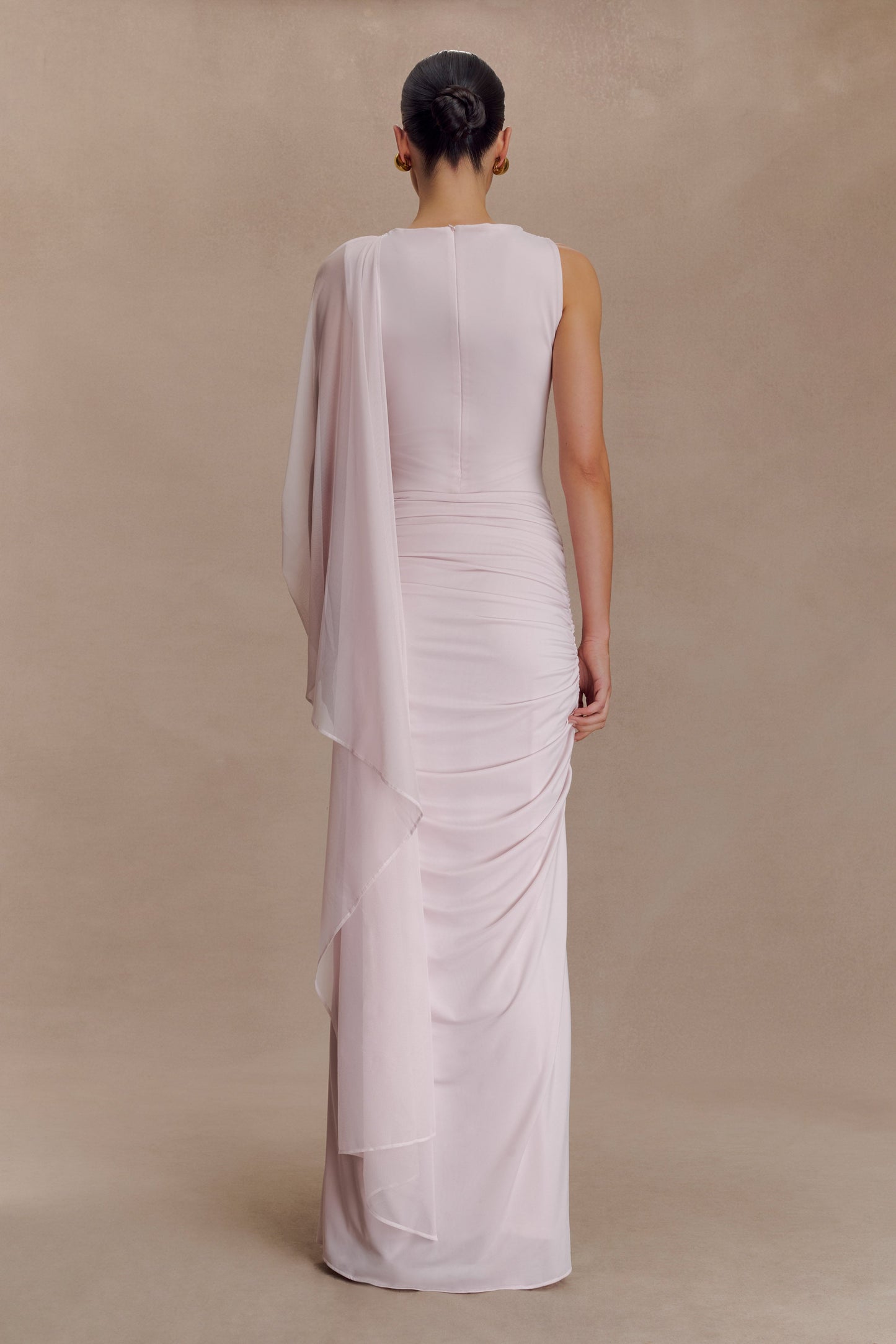 Amandine Robe Maxi Étroite à Fronces - Rose Pâle