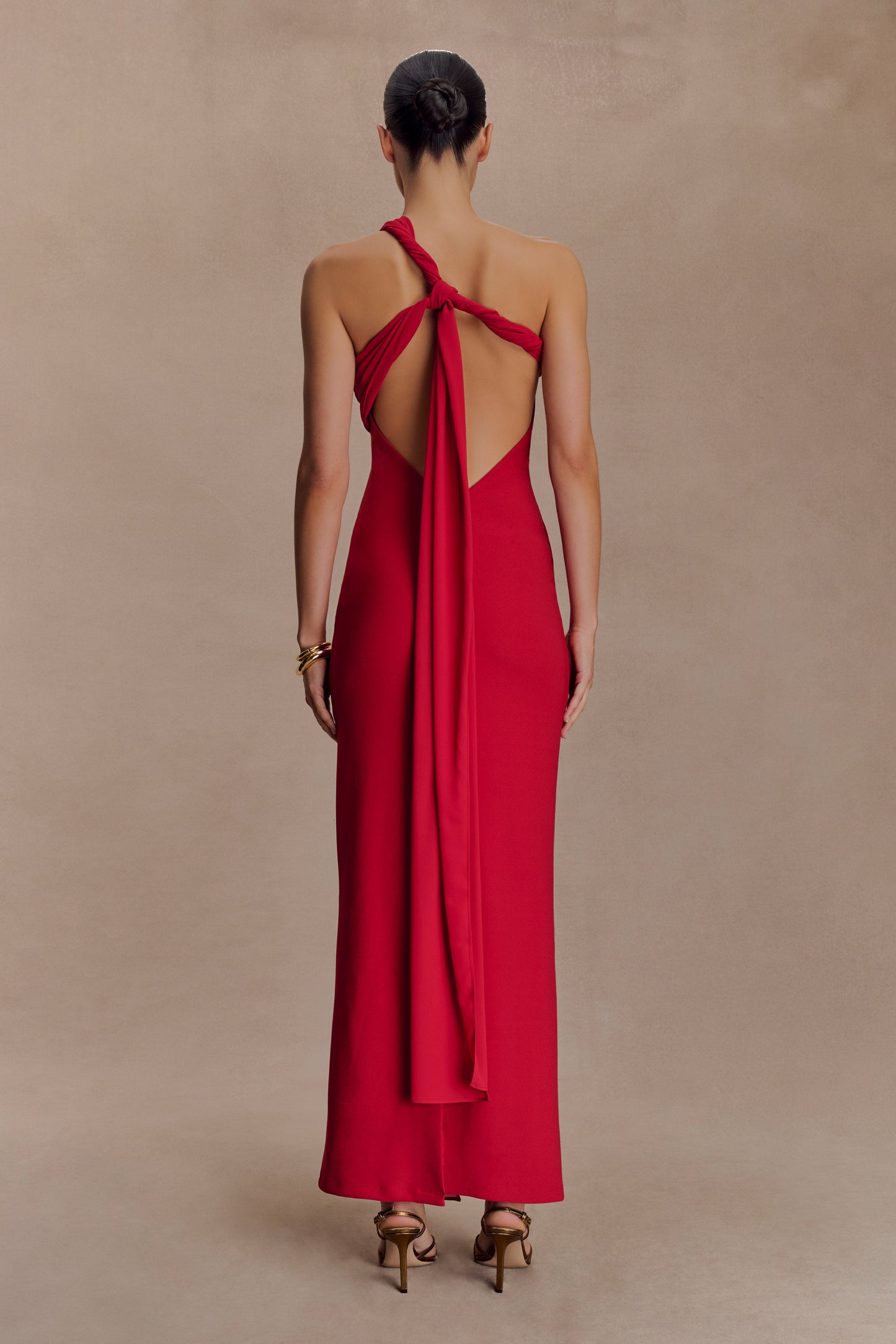 Robe Maxi en Crêpe à Nœuds Philippa - Rubis
