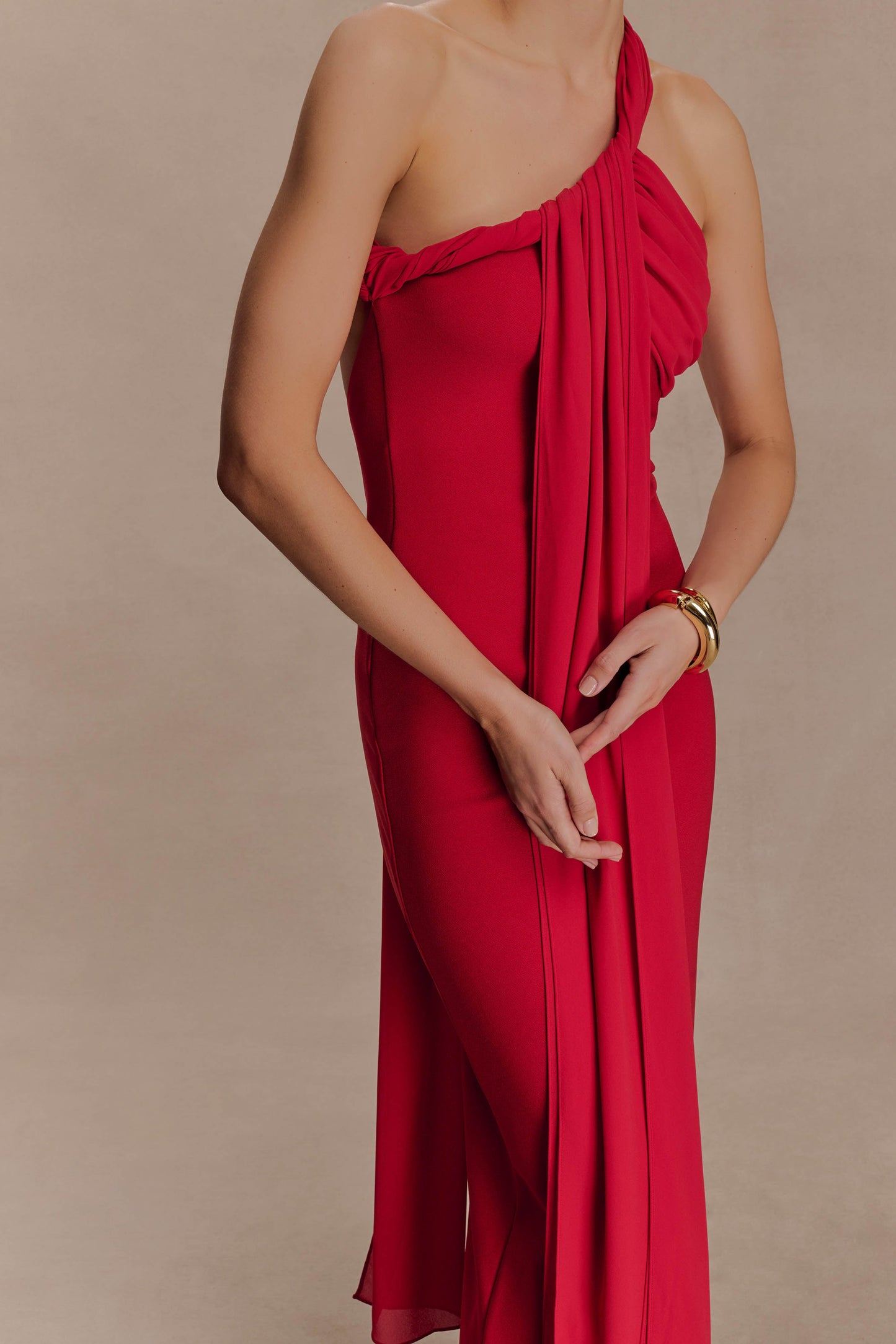 Robe Maxi en Crêpe à Nœuds Philippa - Rubis