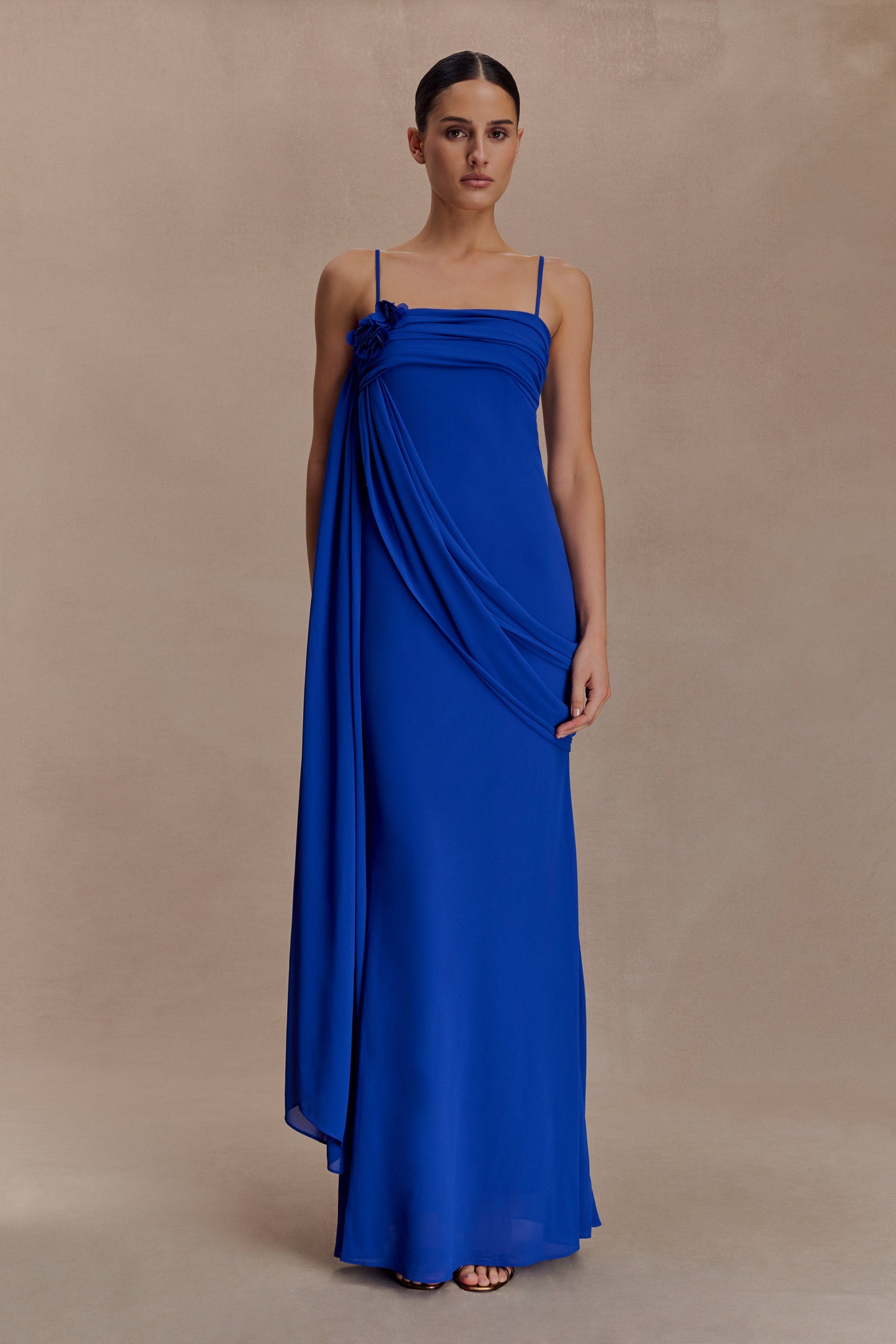 Leena Robe Maxi en Chiffon - Cobalt