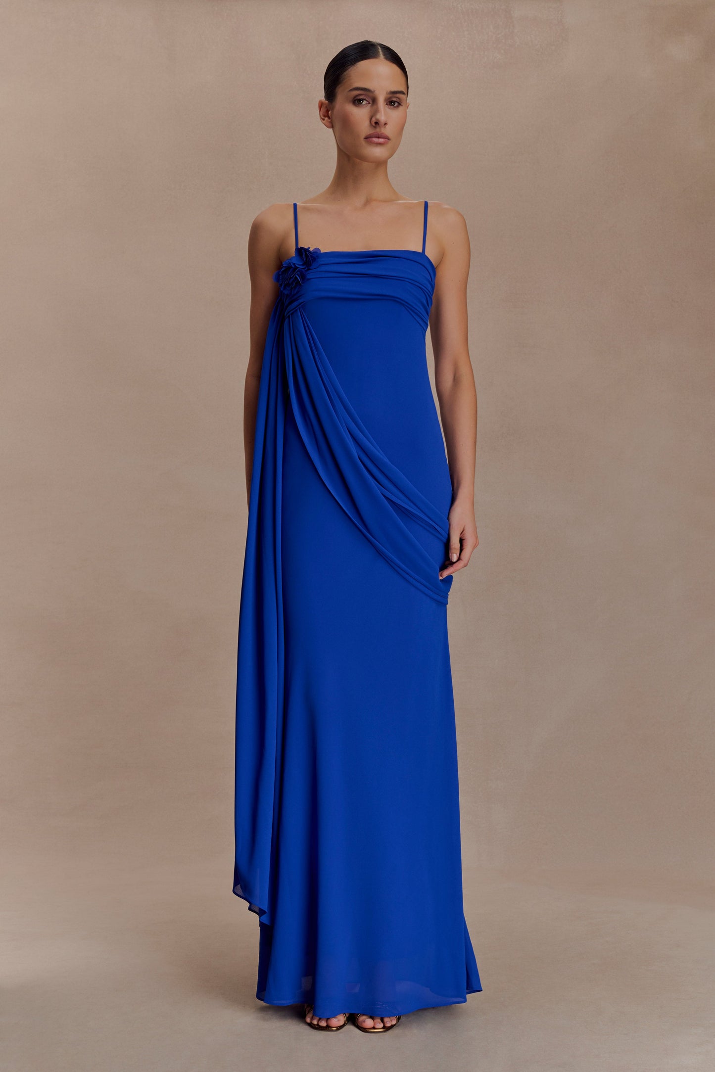 Leena Robe Maxi en Chiffon - Cobalt