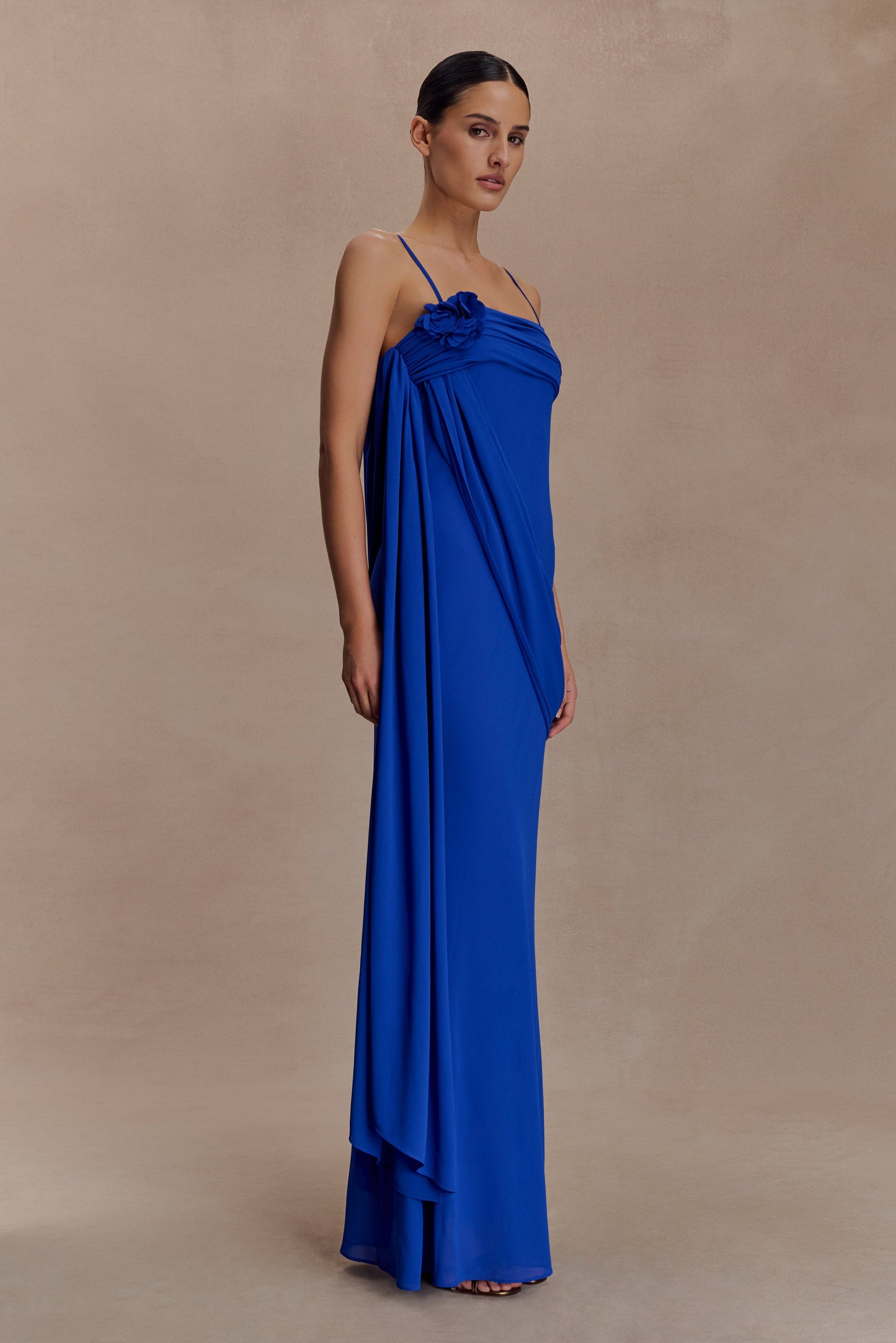 Leena Robe Maxi en Chiffon - Cobalt