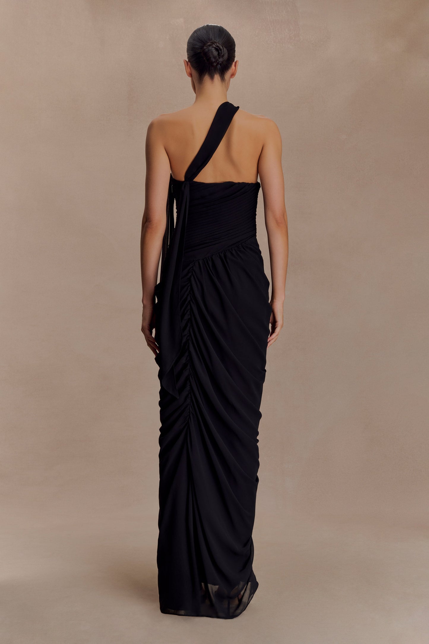 Robe Maxi en Chiffon à Plis Micaela - Noir