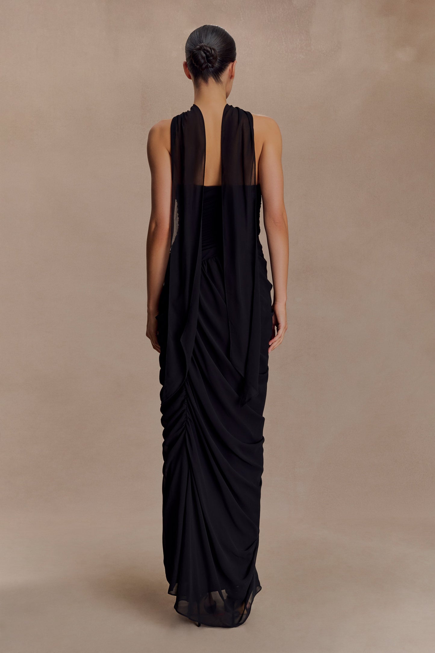 Robe Maxi en Chiffon à Plis Micaela - Noir