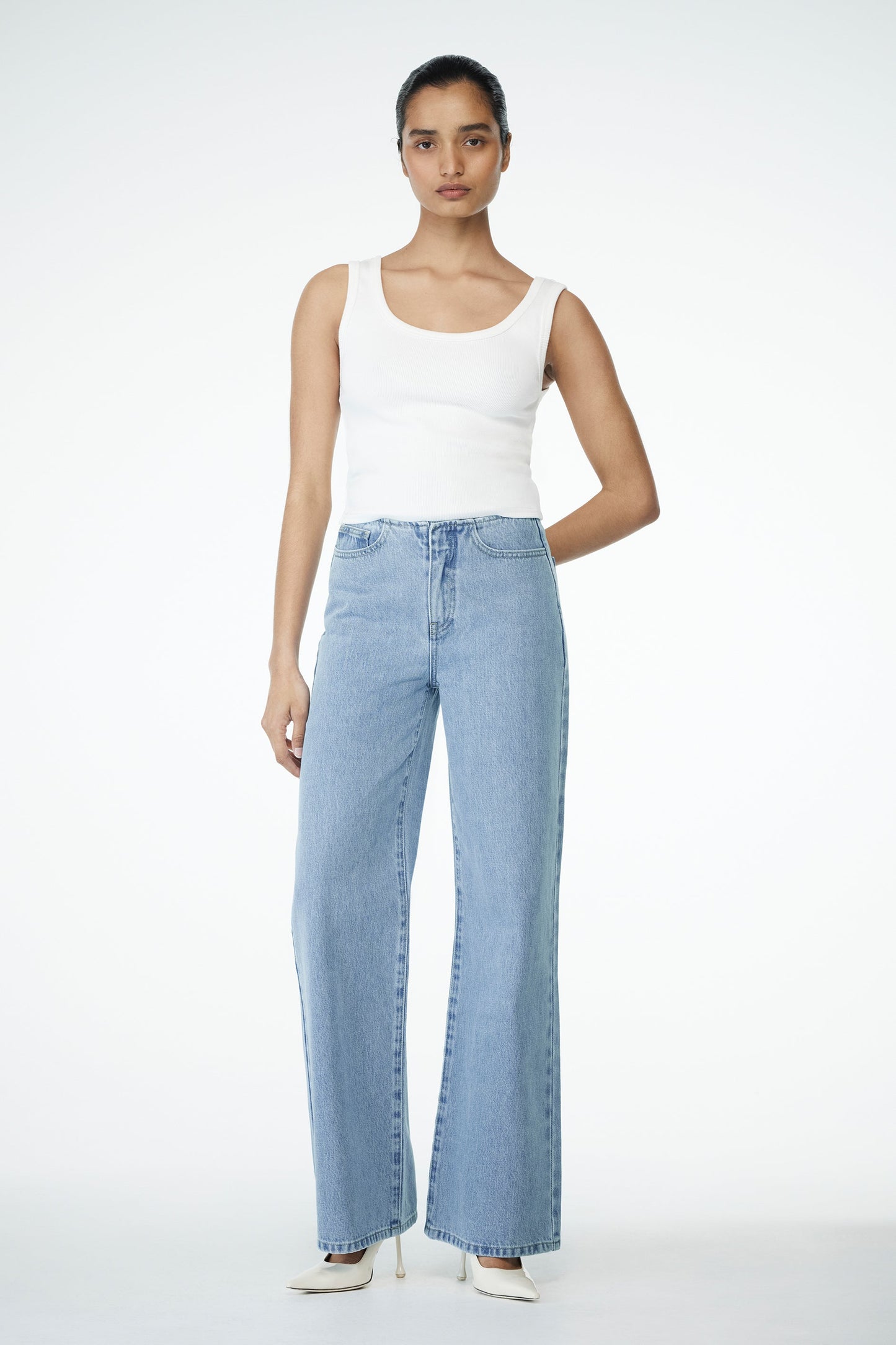 Jeans en jean taille mi-hauteur Caitlin - Bleu classique