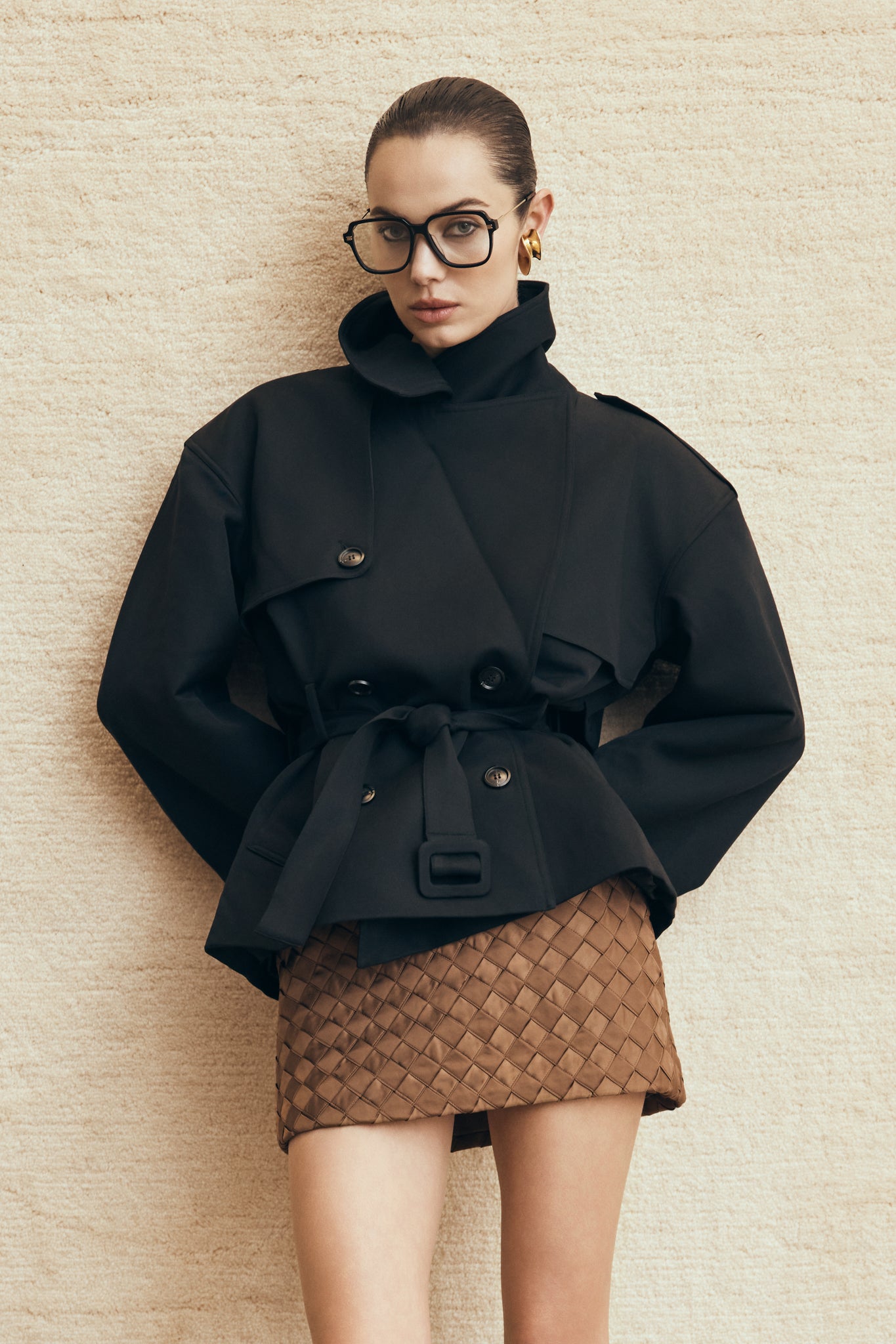 Jupe mini en satin Cordia - Chocolat