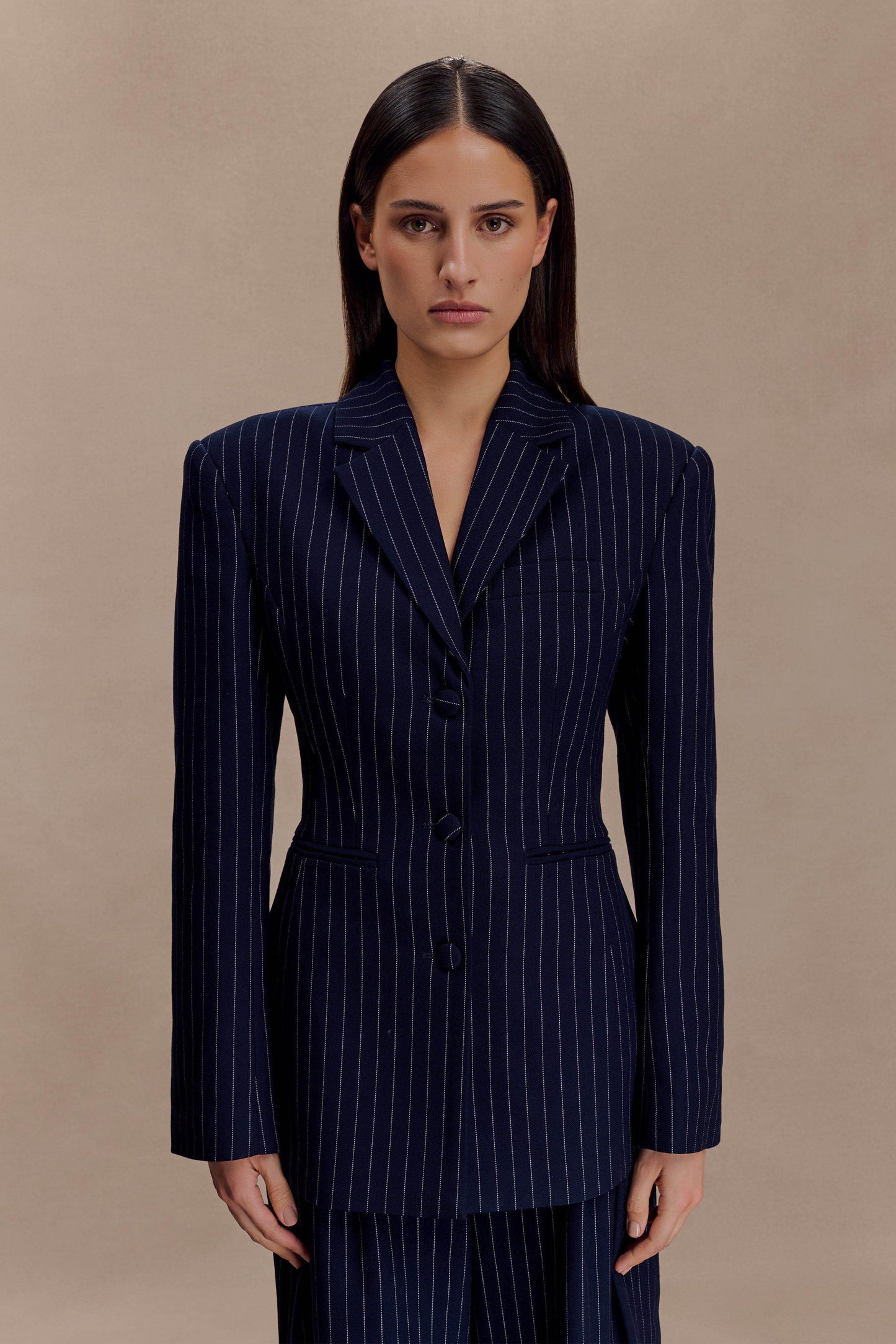 Blazer à taille ajustée Bellamy - Rayures bleu marine