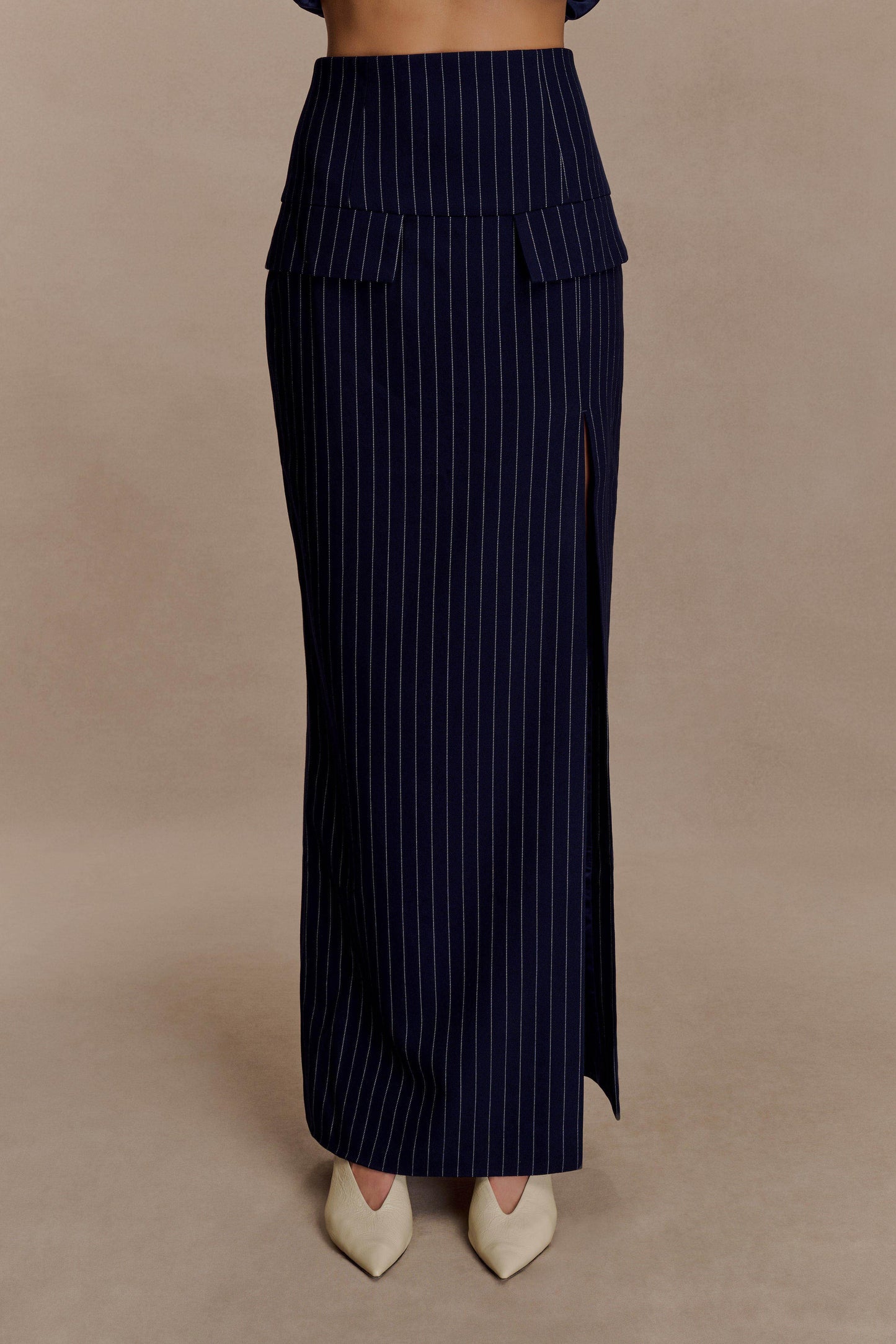 Jupe Maxi Cassie à Rayures - Bleu Marine