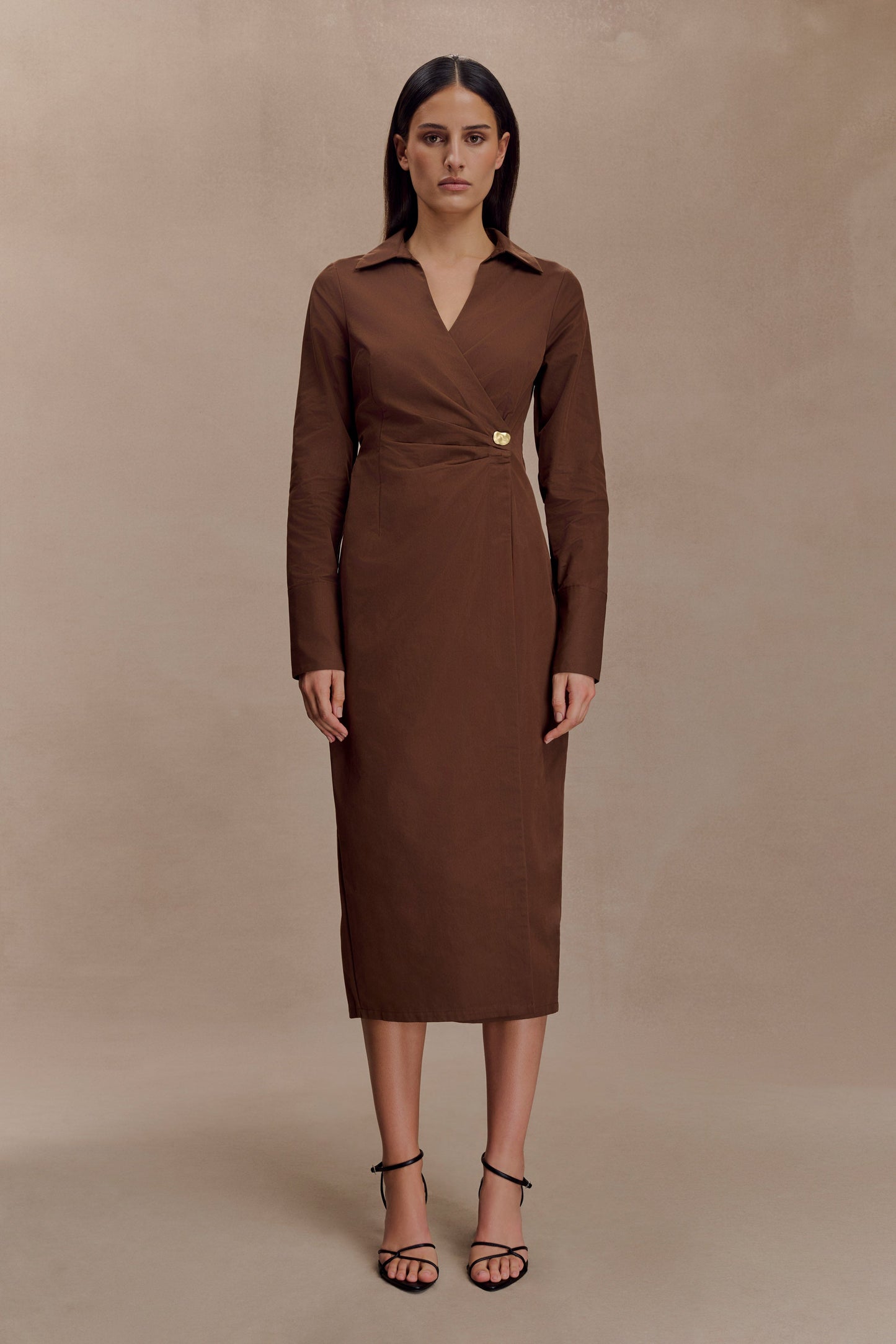 Robe-chemise asymétrique Mikaila - Chocolat noir