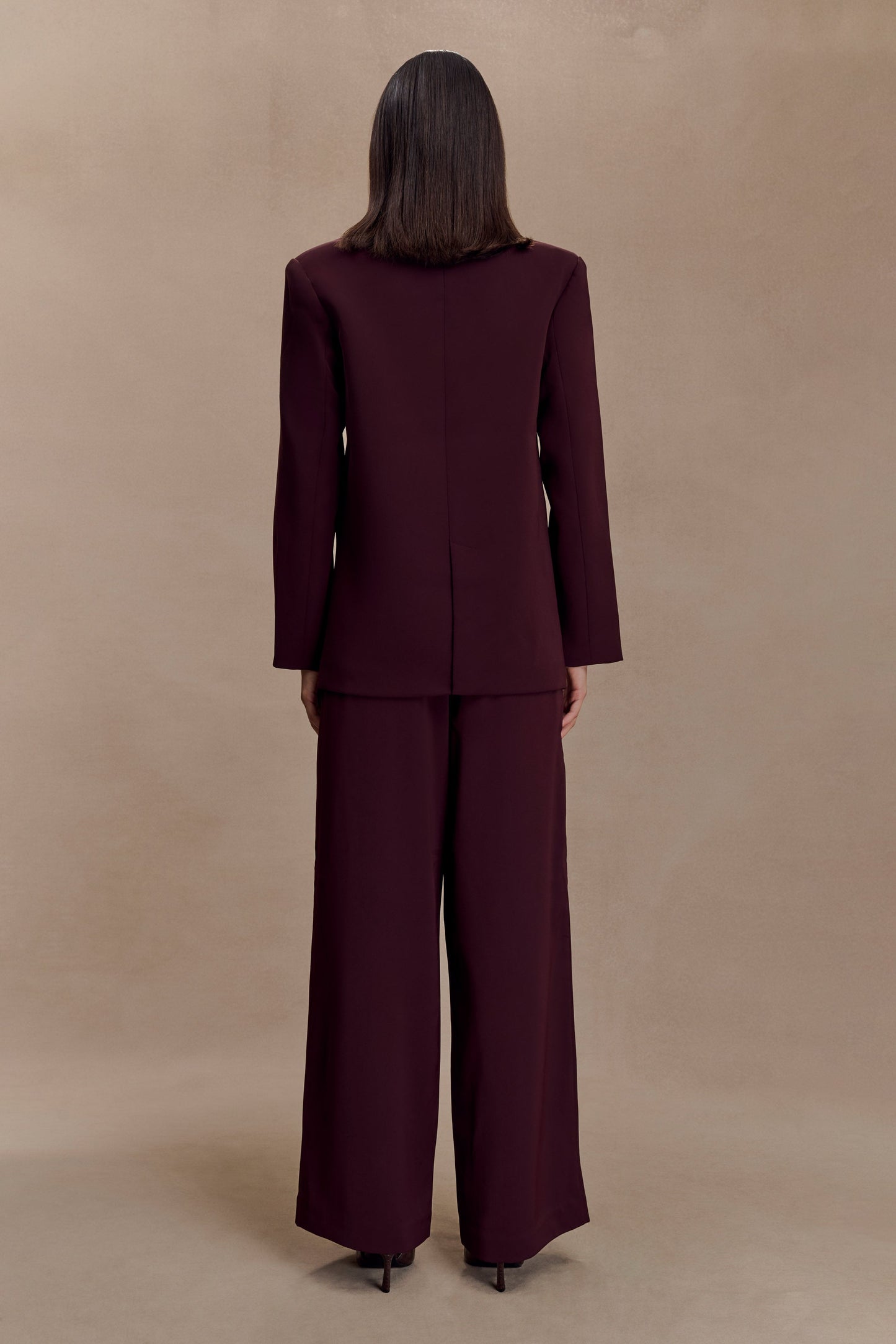 Pantalon tailleur Arlo à jambes larges - Brun-rouge