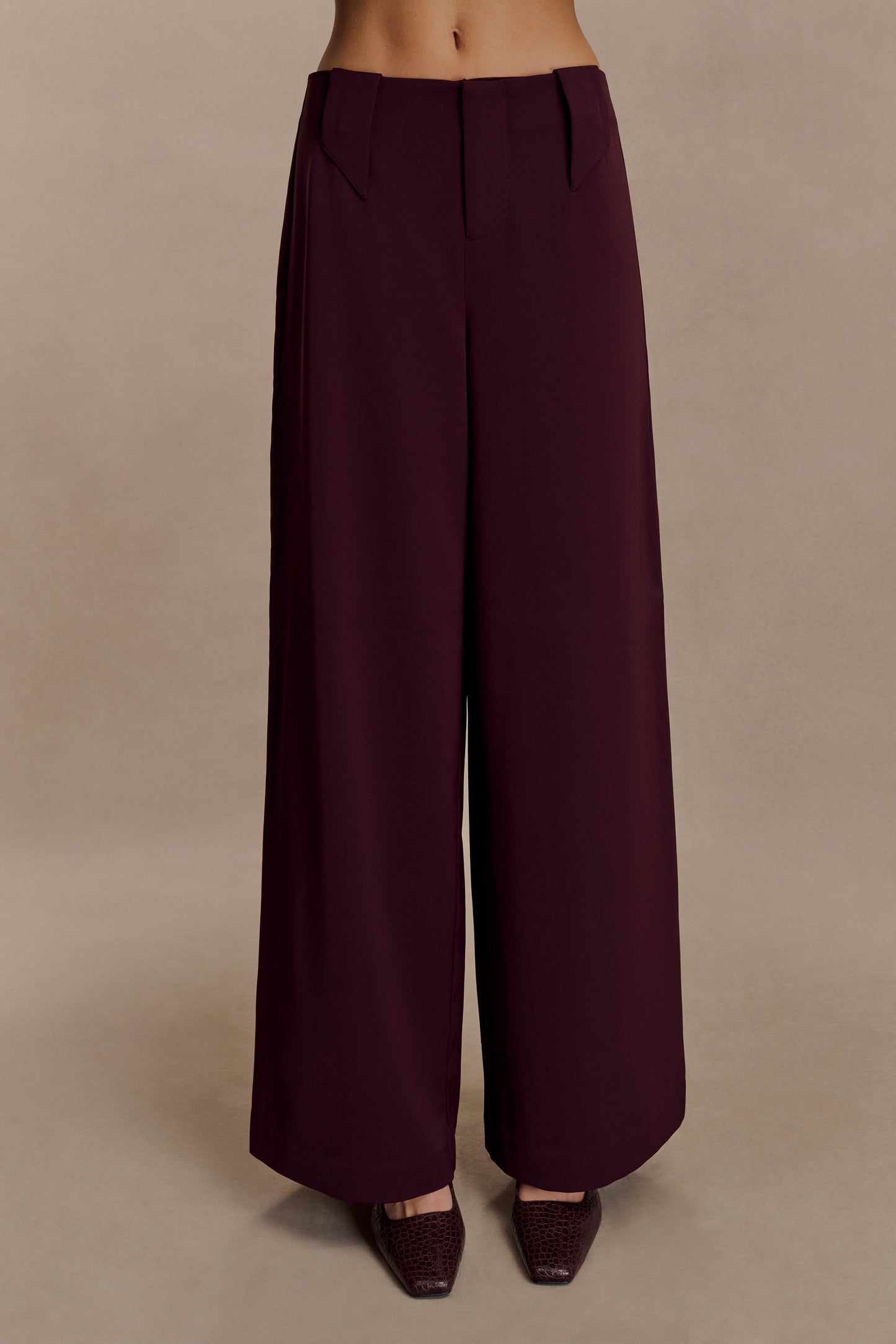 Pantalon tailleur Arlo à jambes larges - Brun-rouge