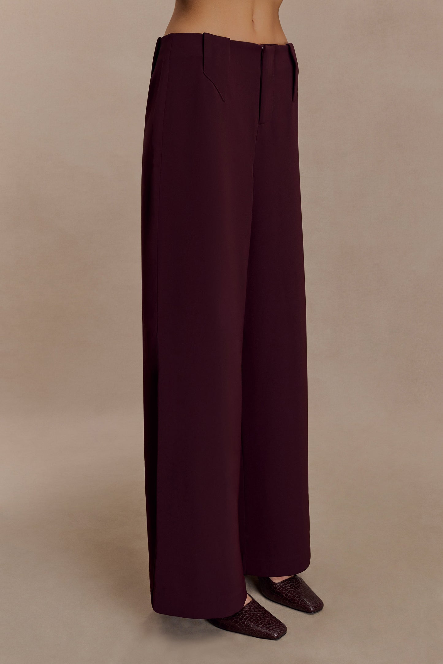 Pantalon tailleur Arlo à jambes larges - Brun-rouge