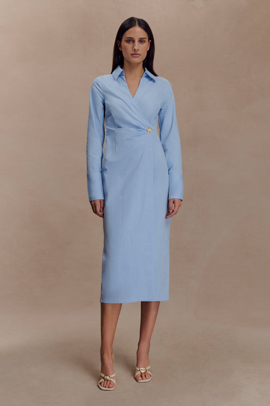 Robe-chemise asymétrique Mikaila - Bleu