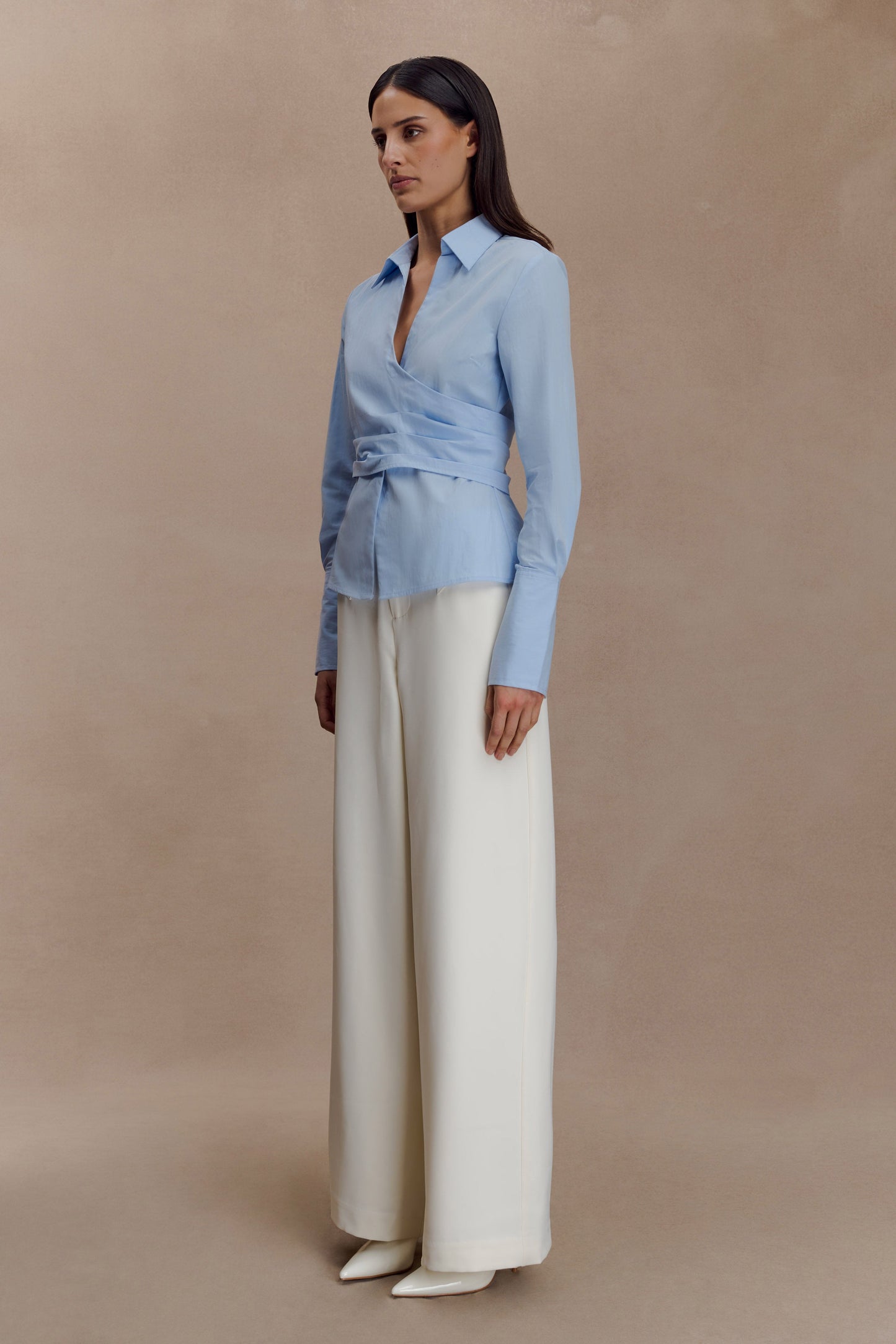 Pantalon tailleur à jambes larges Arlo - Ivoire