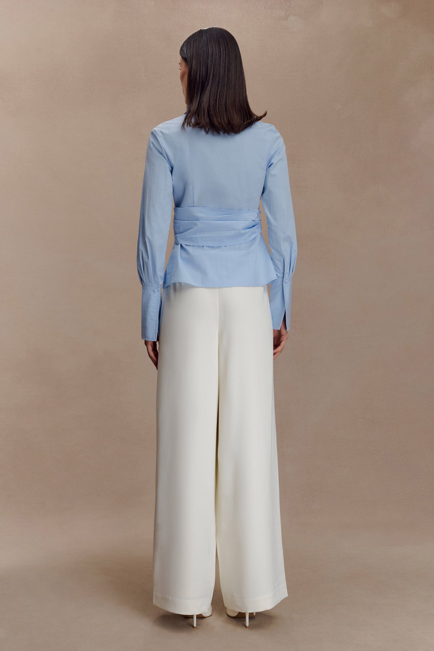 Chemise en coton à envelopper Eugenia - Bleu