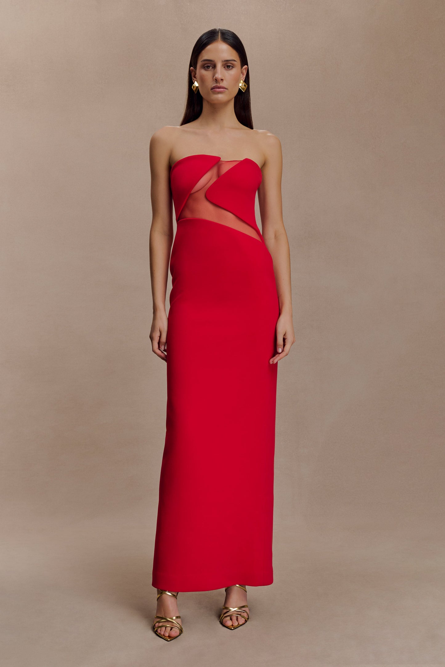 Robe Maxi sans bretelles Lianne - Rouge