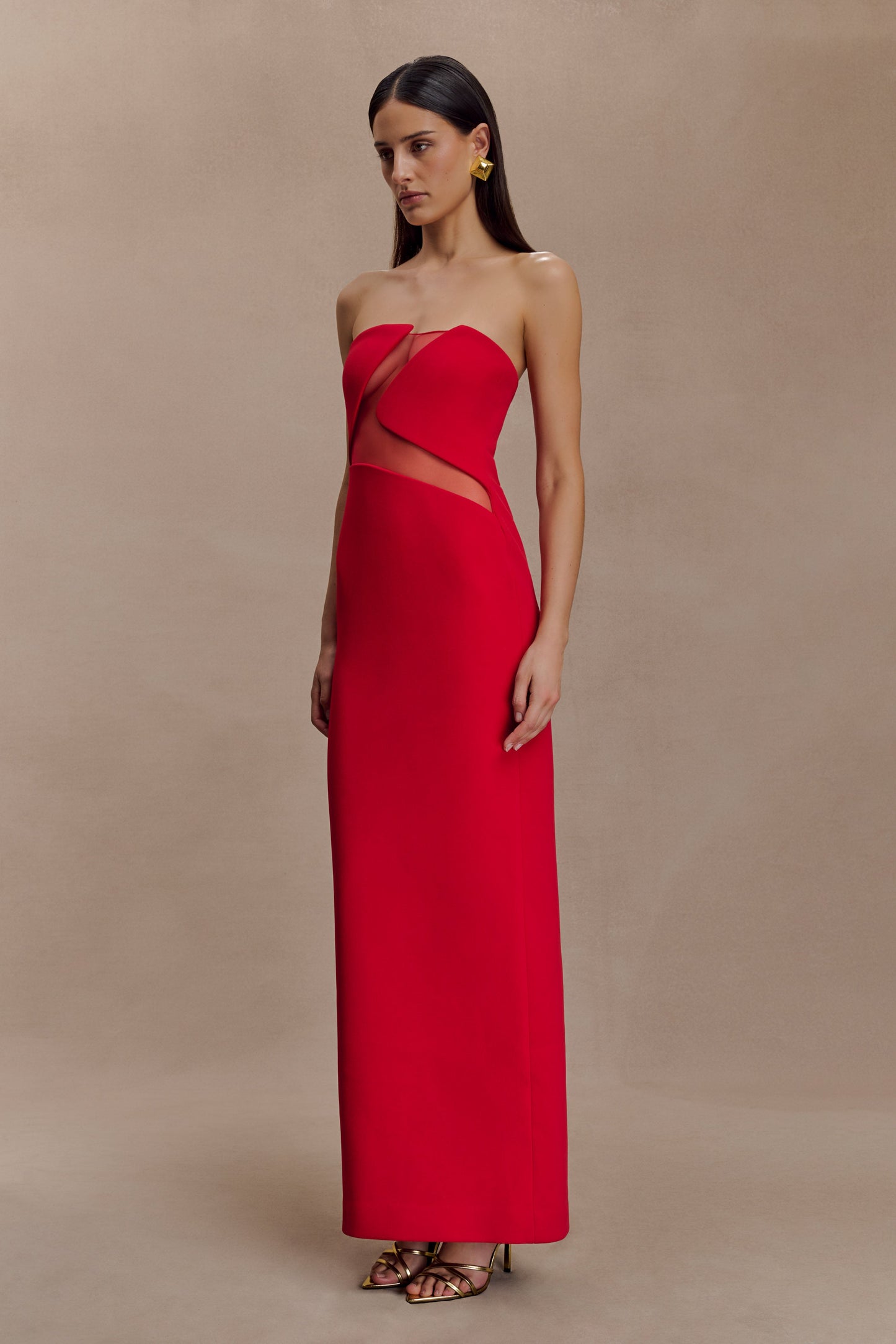 Robe Maxi sans bretelles Lianne - Rouge