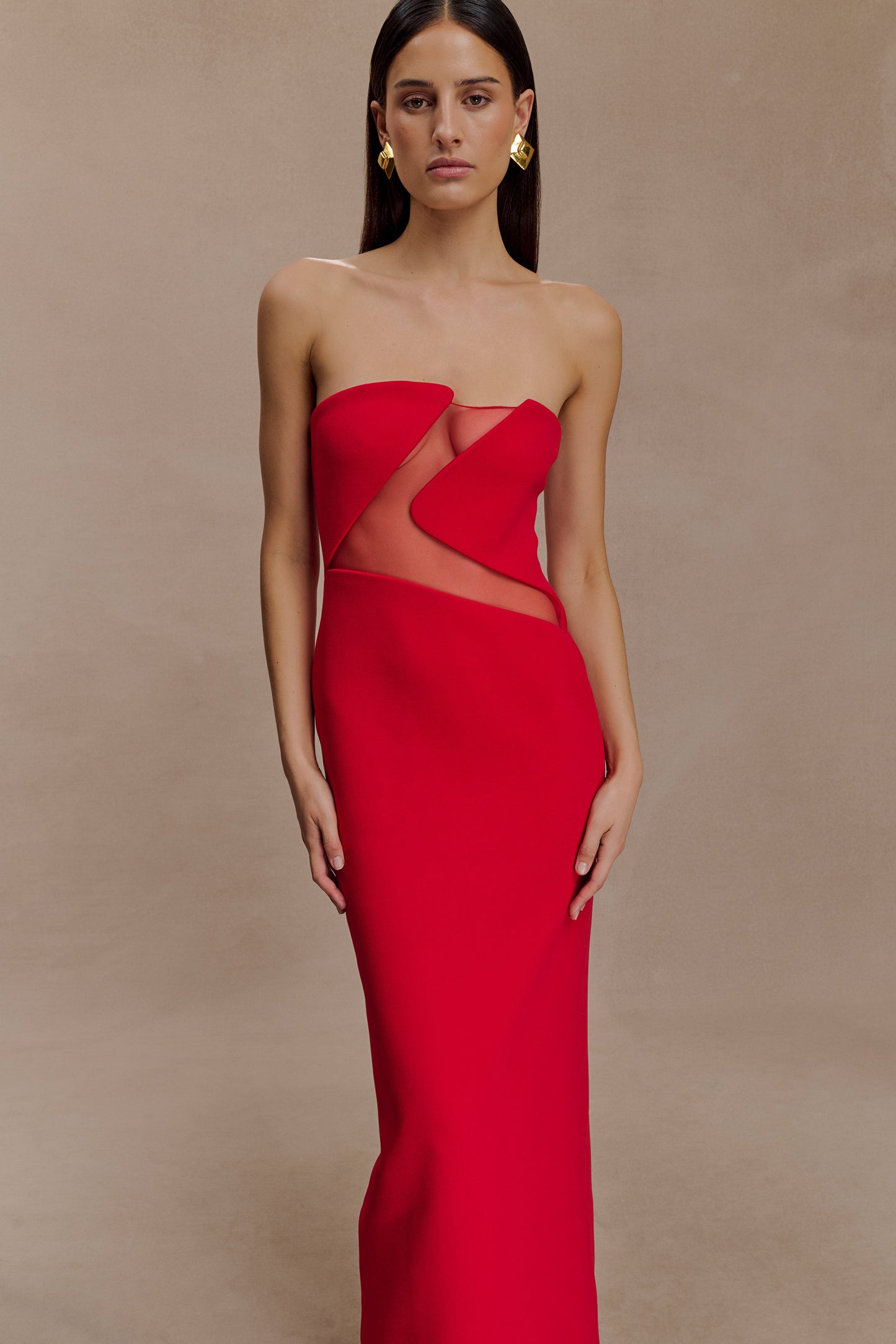 Robe Maxi sans bretelles Lianne - Rouge