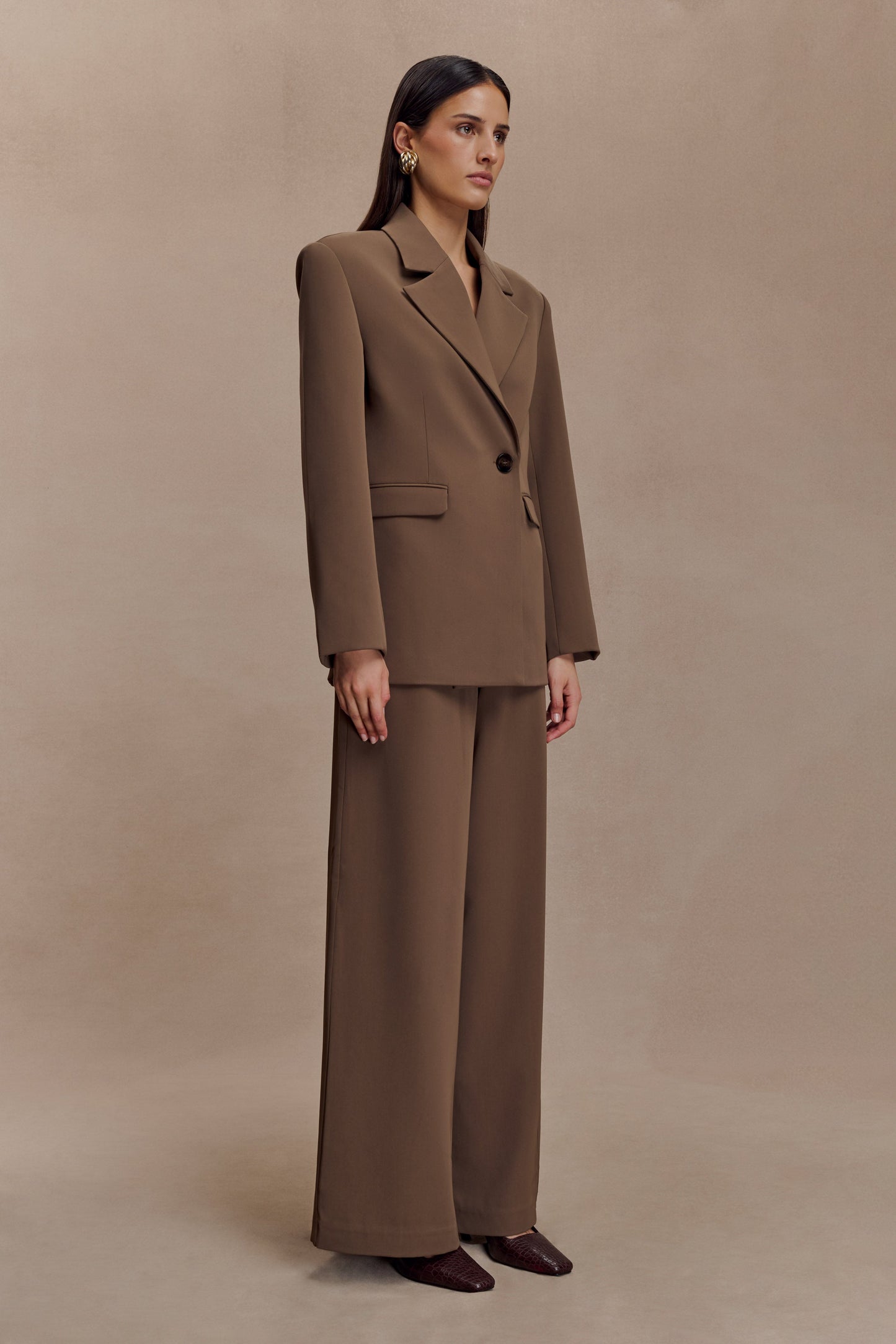 Pantalon tailleur à jambes larges Arlo - Brun cacao