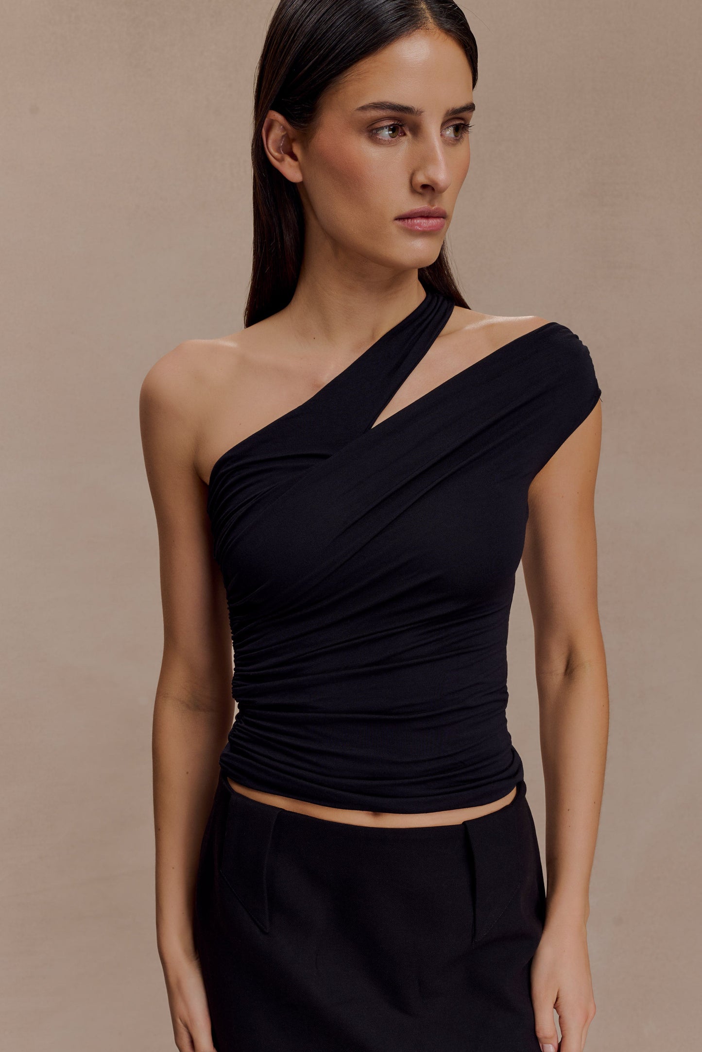 Top en modal à une épaule Anna - Noir