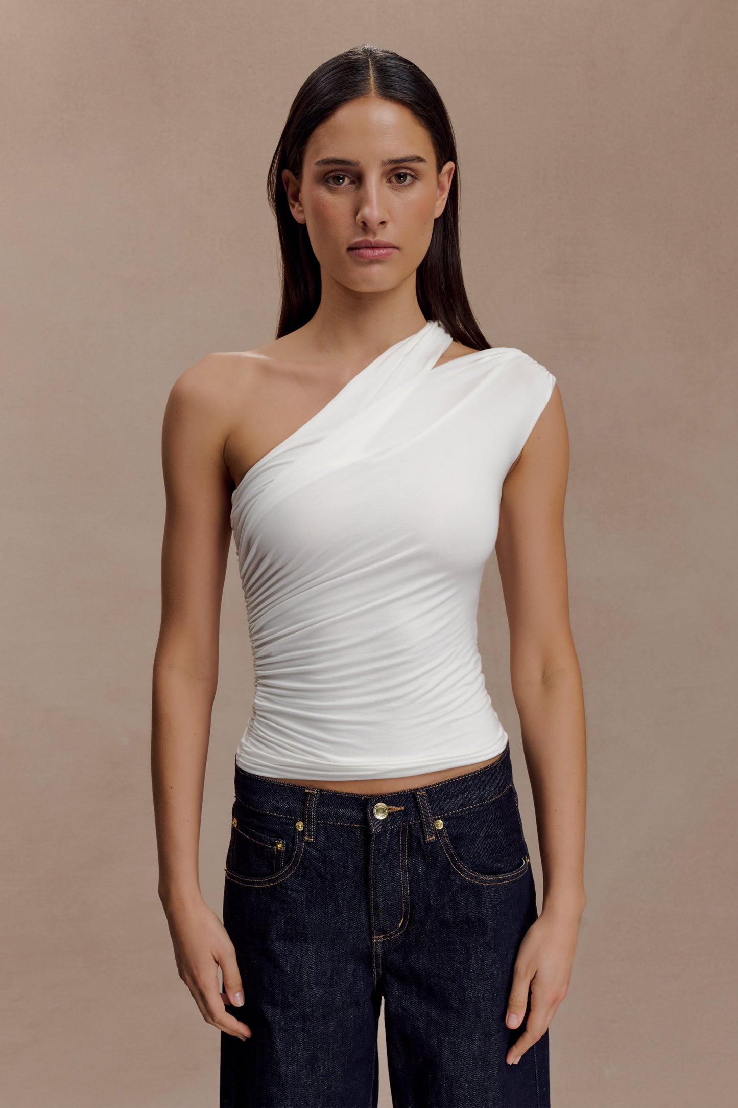 Top en modal à une épaule Anna - Blanc