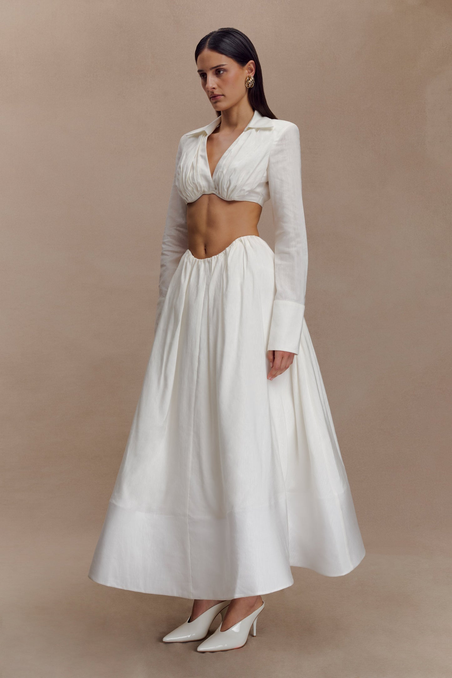 Jupe Maxi Greta à Plis - Blanche