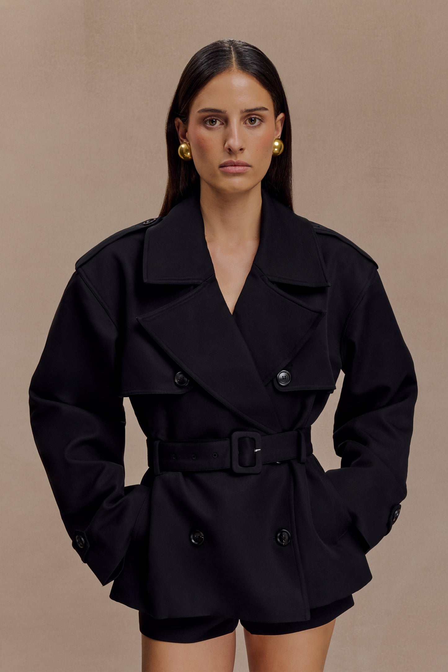 Manteau-trench court Alden - Noir