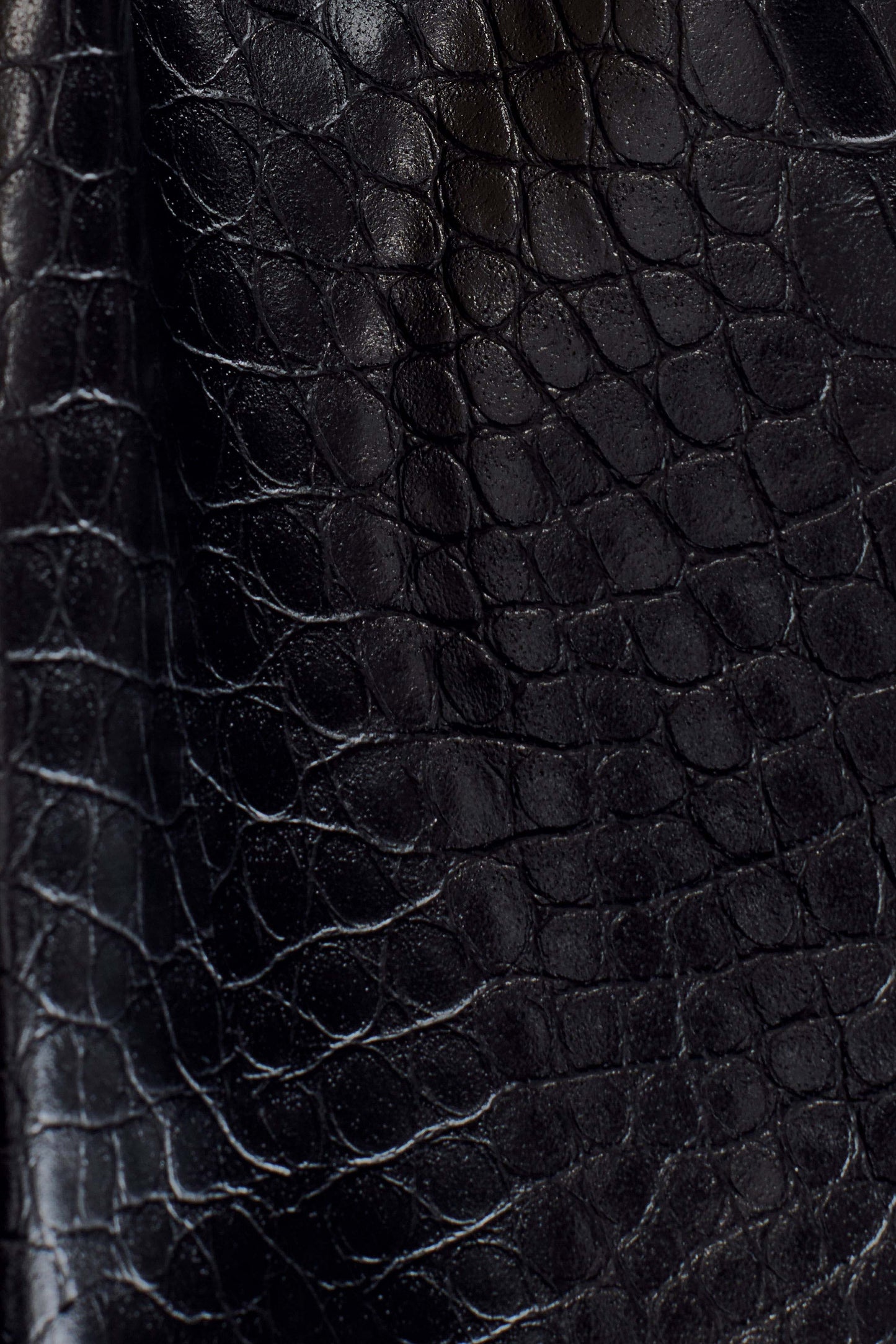 Atlas Gants en simili cuir croco - Noir