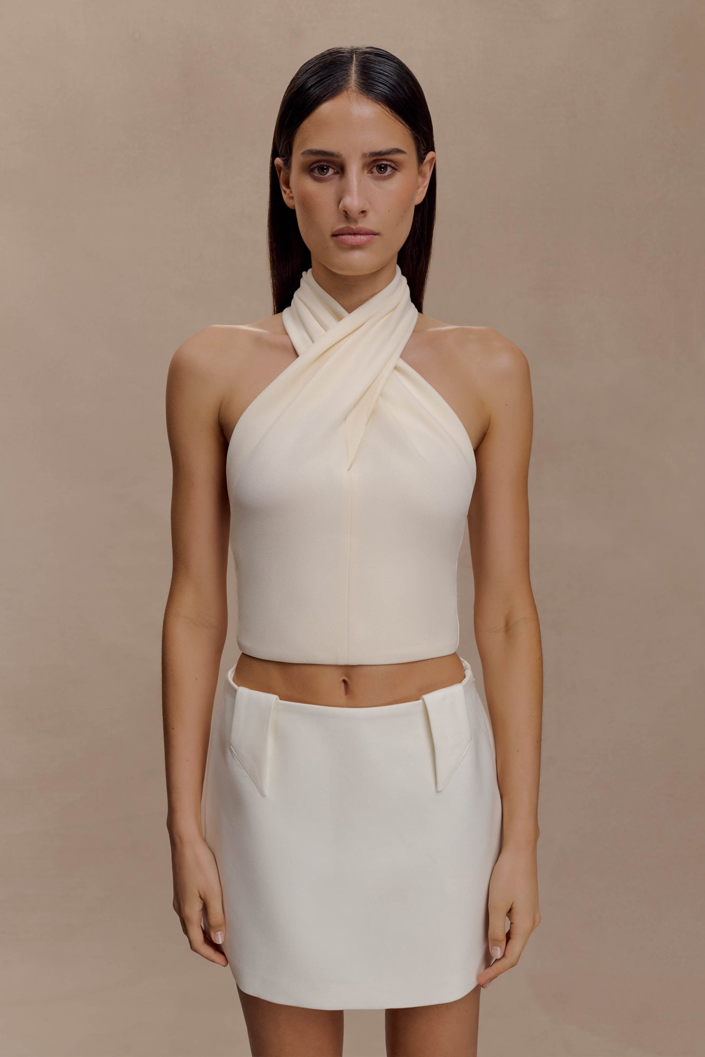 Marion, haut croisé - couleur crème.