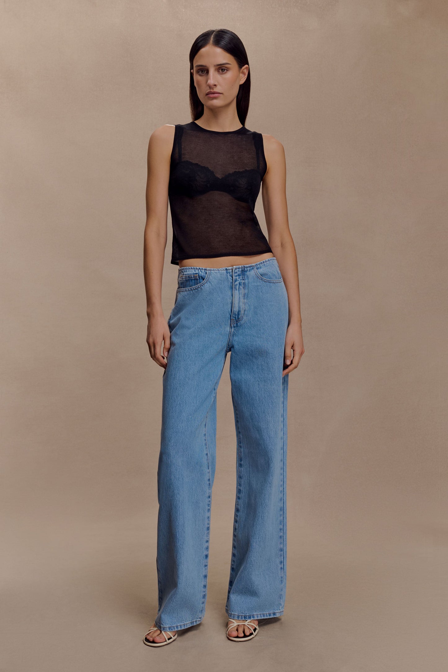 Jeans en jean taille mi-hauteur Caitlin - Bleu classique