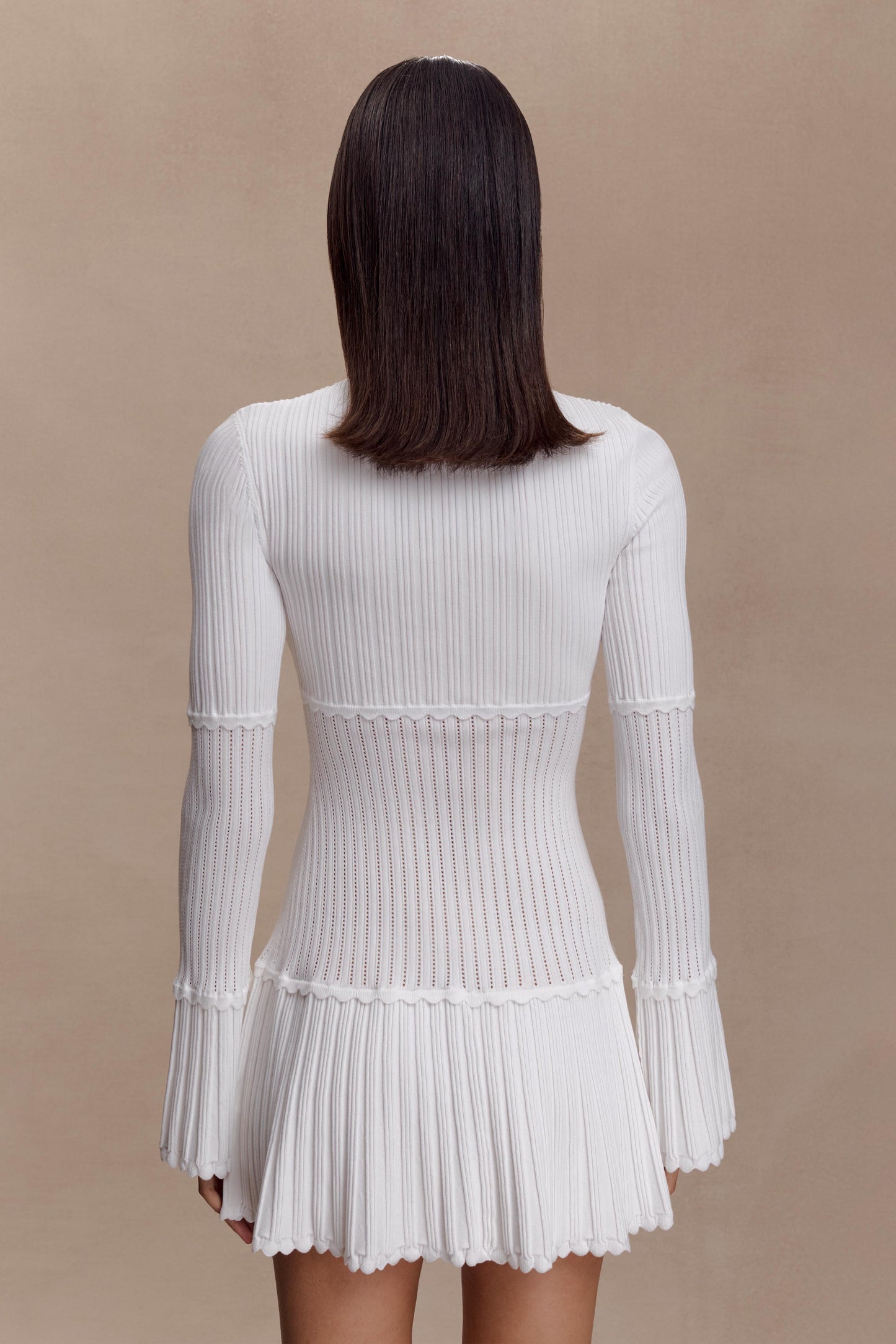 Robe mini en jersey côtelé Adena - Ivoire