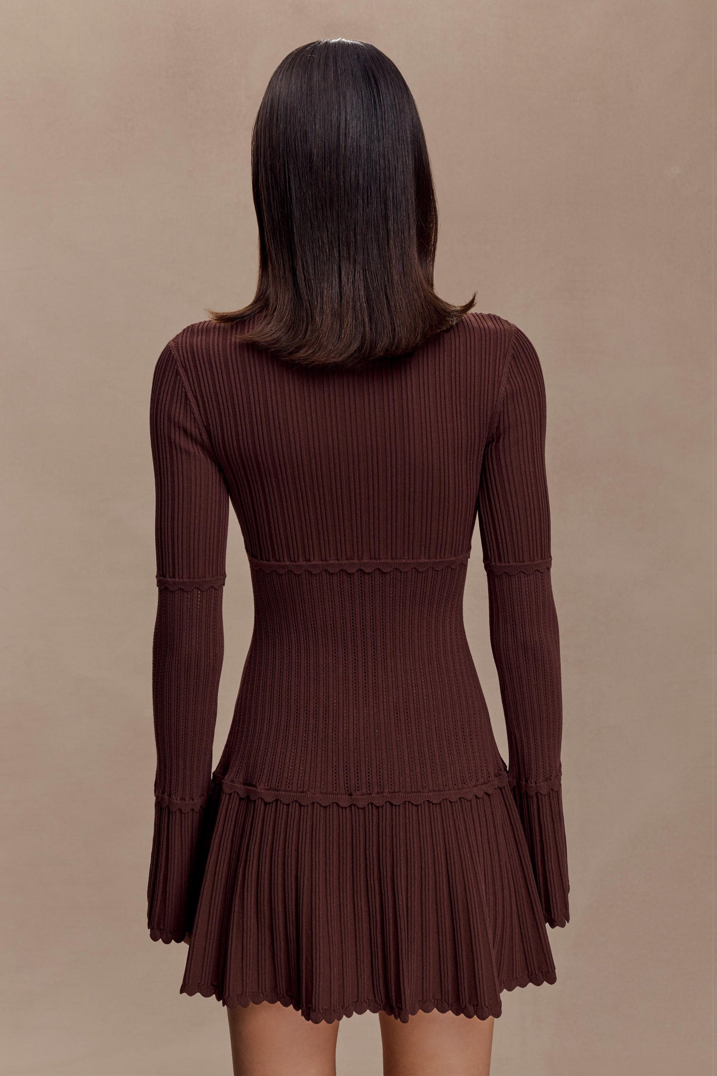 Mini-robe en tricot côtelé Adena - Chocolat