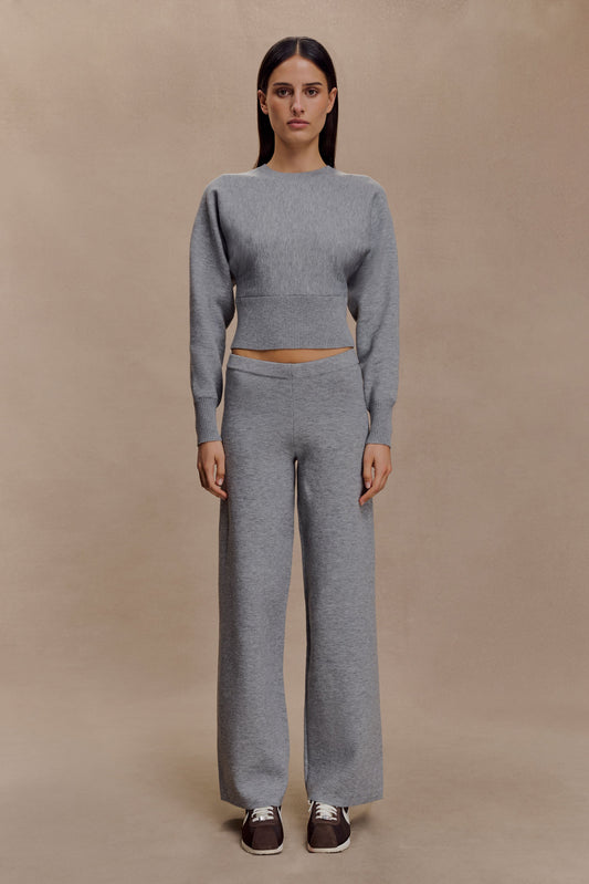 Pantalons en tricot à jambes droites Kerrymae - Gris chiné